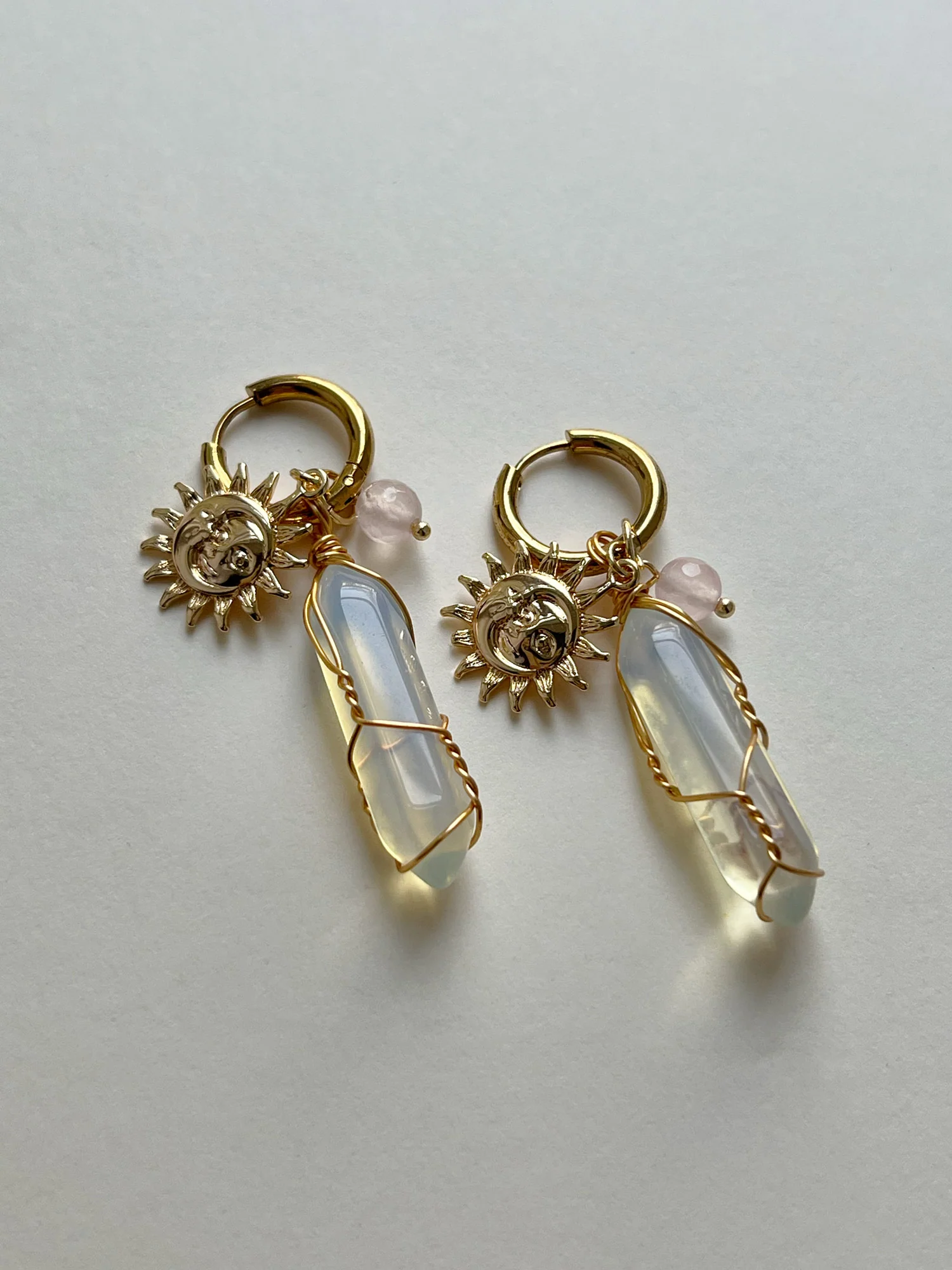 Divine Sun-Moon Hoops - Moonstone - Image 4