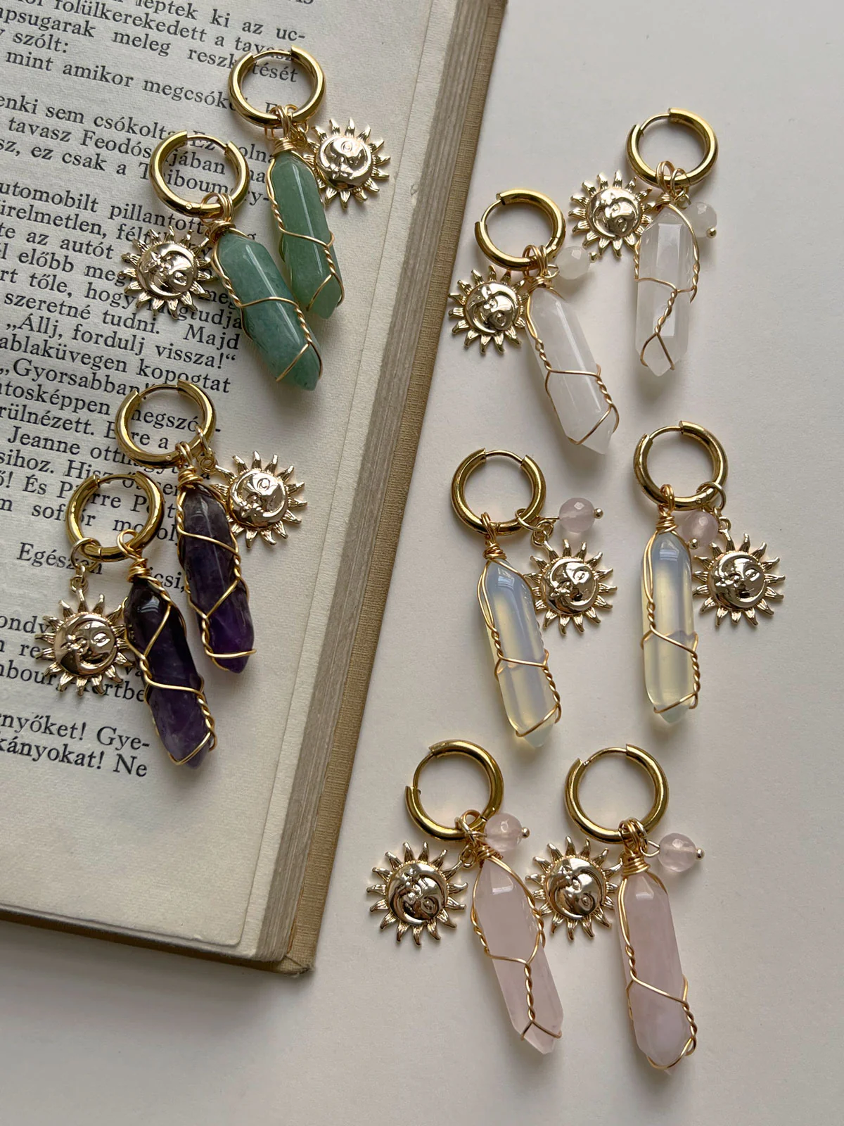 Divine Sun-Moon Hoops - Moonstone - Image 5