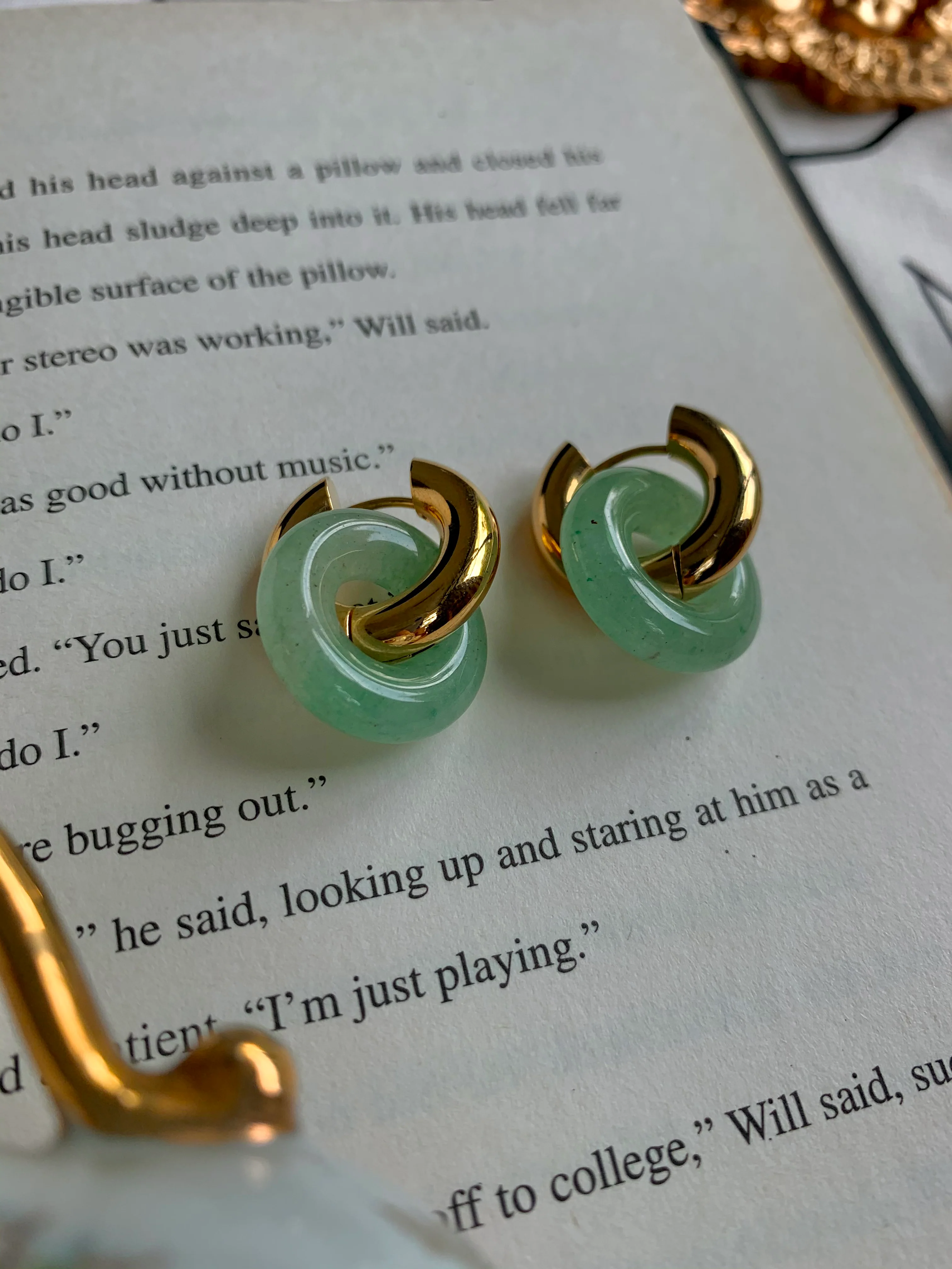 Donut Hoops - Green Aventurine - Image 5