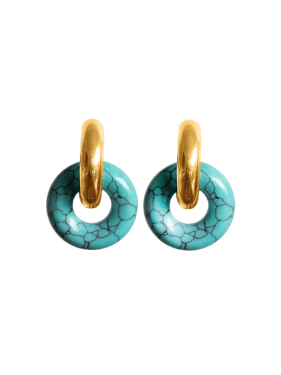 Donut Hoops, Gold - Blue Turquoise