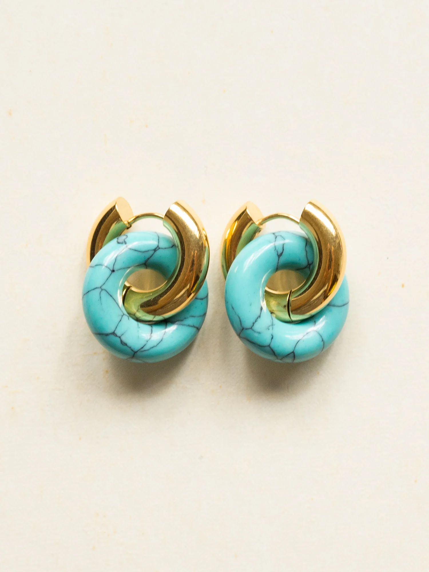 Donut Hoops, Gold - Blue Turquoise - Image 3