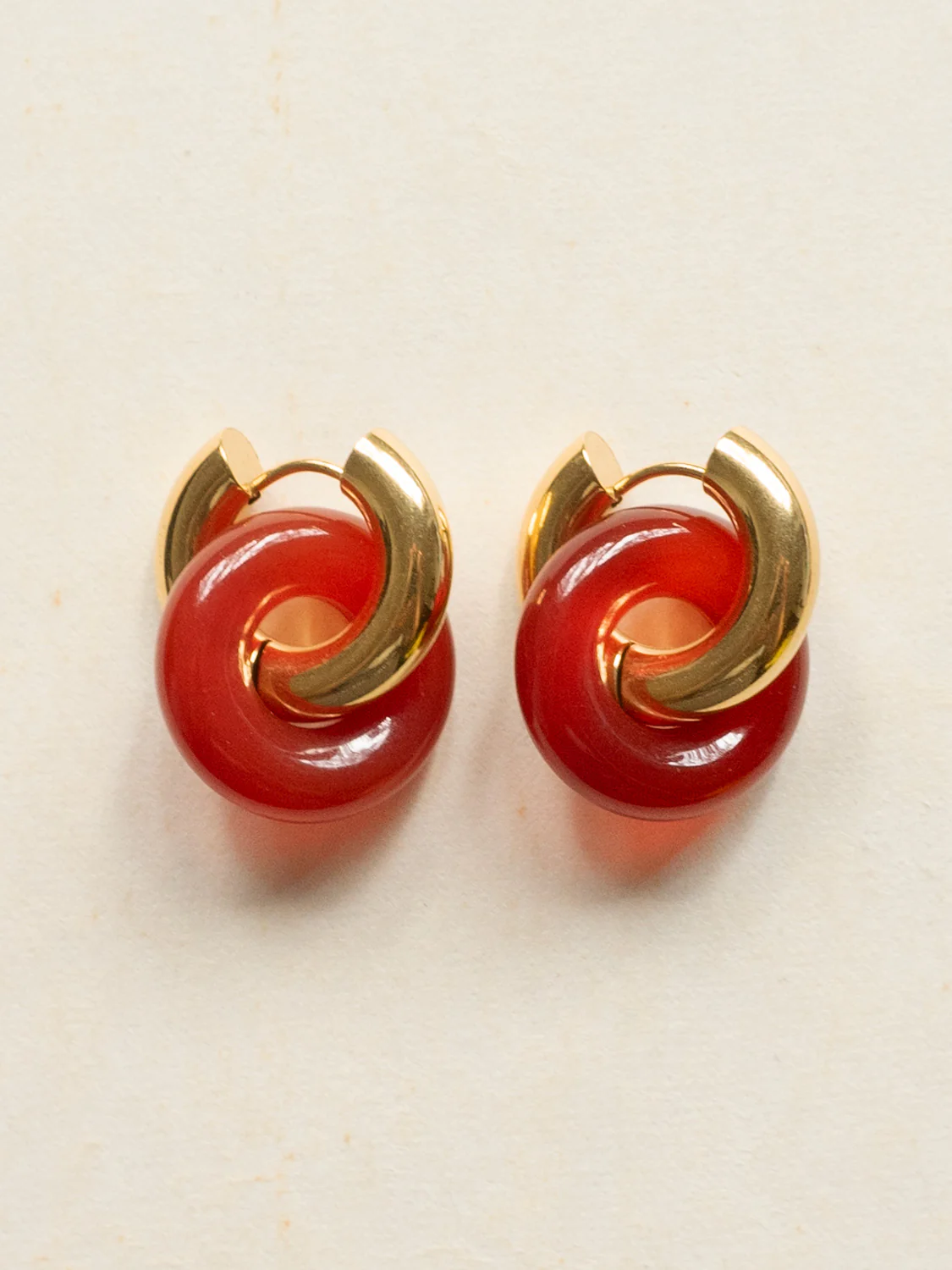 Donut Hoops, Gold - Red Jasper - Image 2