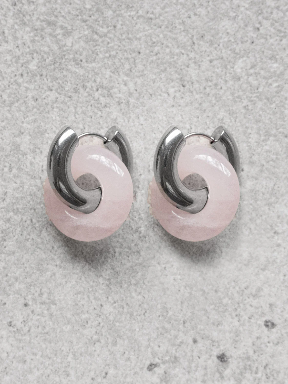 Donut Hoops, Gold - Rose Quartz 2cm - Image 4