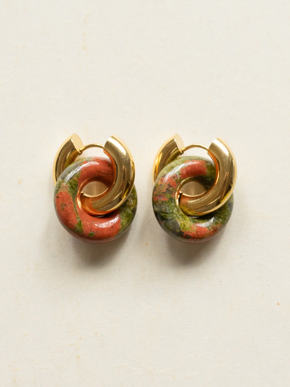 Donut Hoops, Gold - Unakite - Image 3