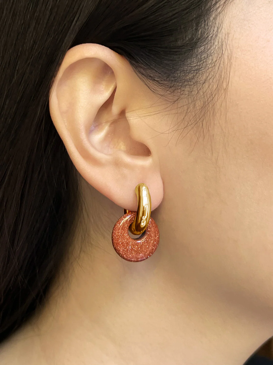 Donut Hoops, Silver V2 - Gold Sandstone (Dark Brown) - Image 4
