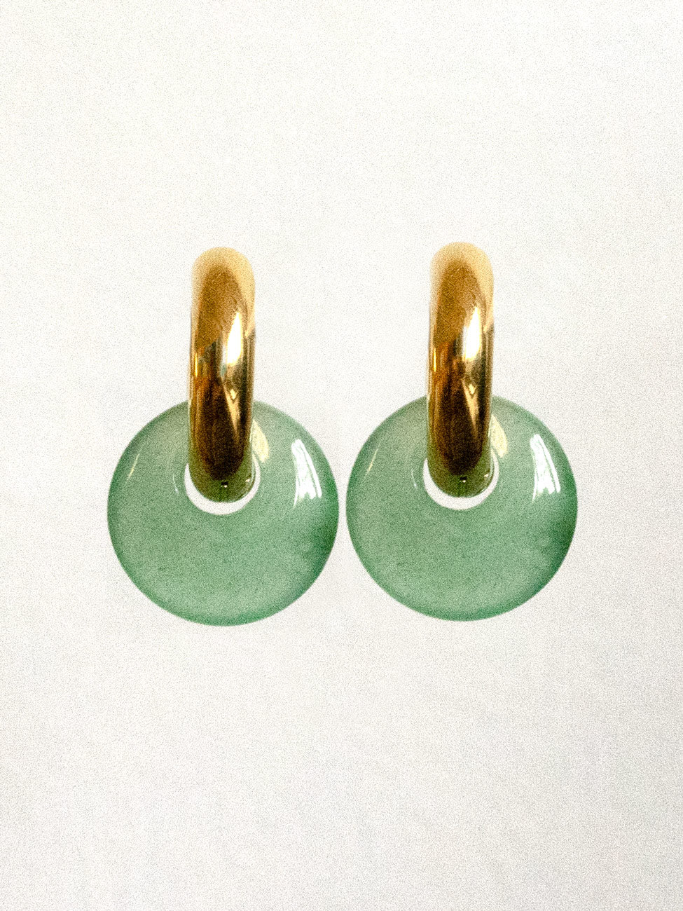 Donut Hoops, Gold V2 - Green Aventurine