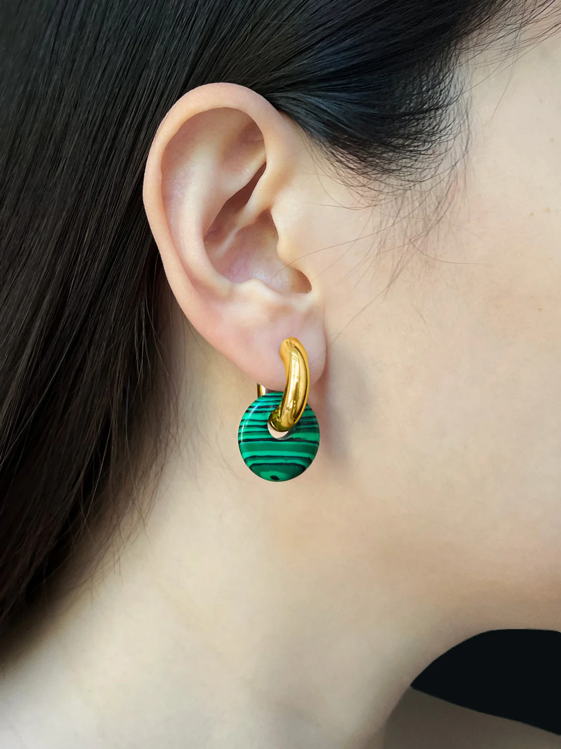 Donut Hoops, Gold V2 - Green Malachite - Image 2