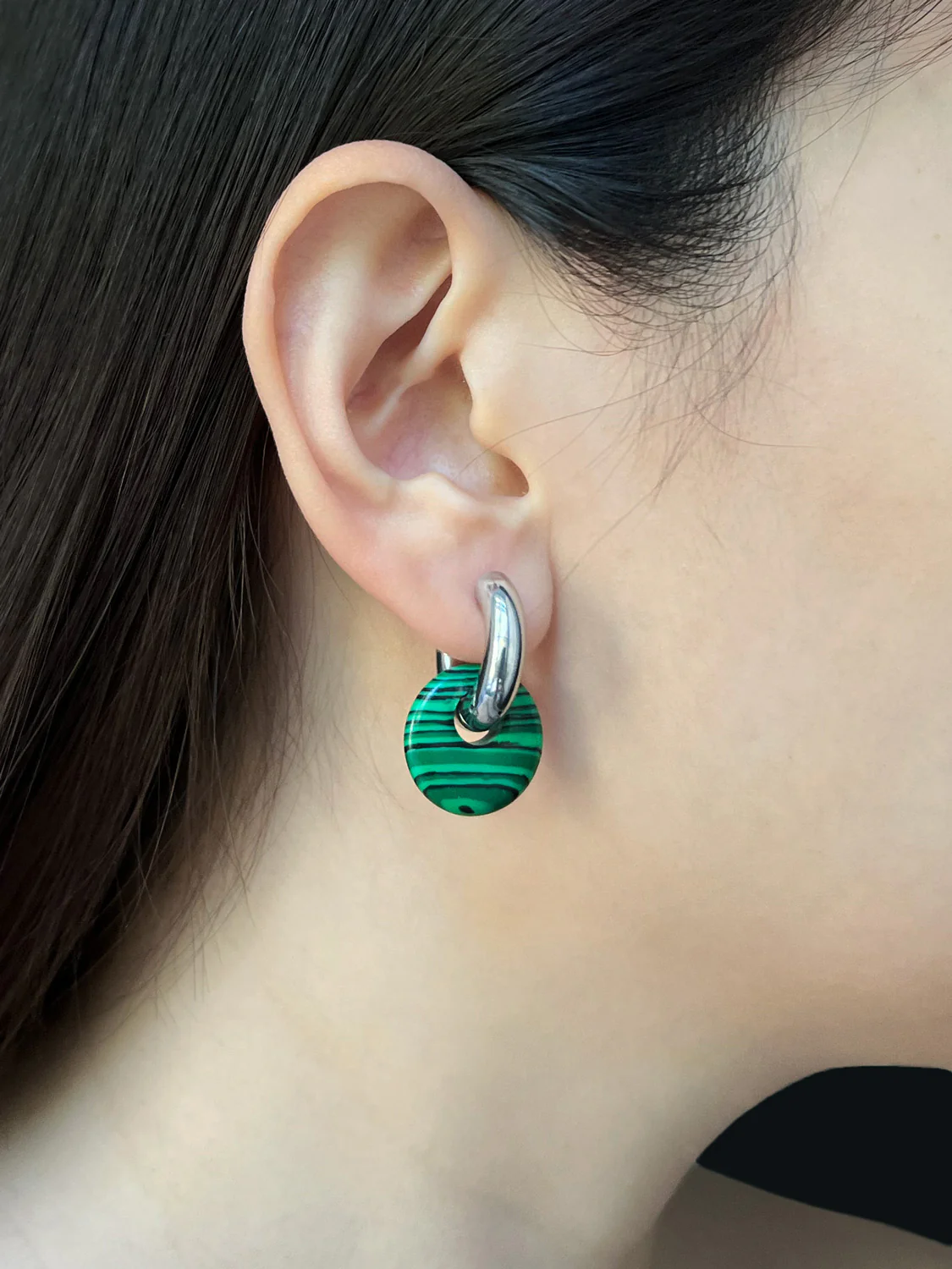 Donut Hoops, Gold V2 - Green Malachite - Image 4