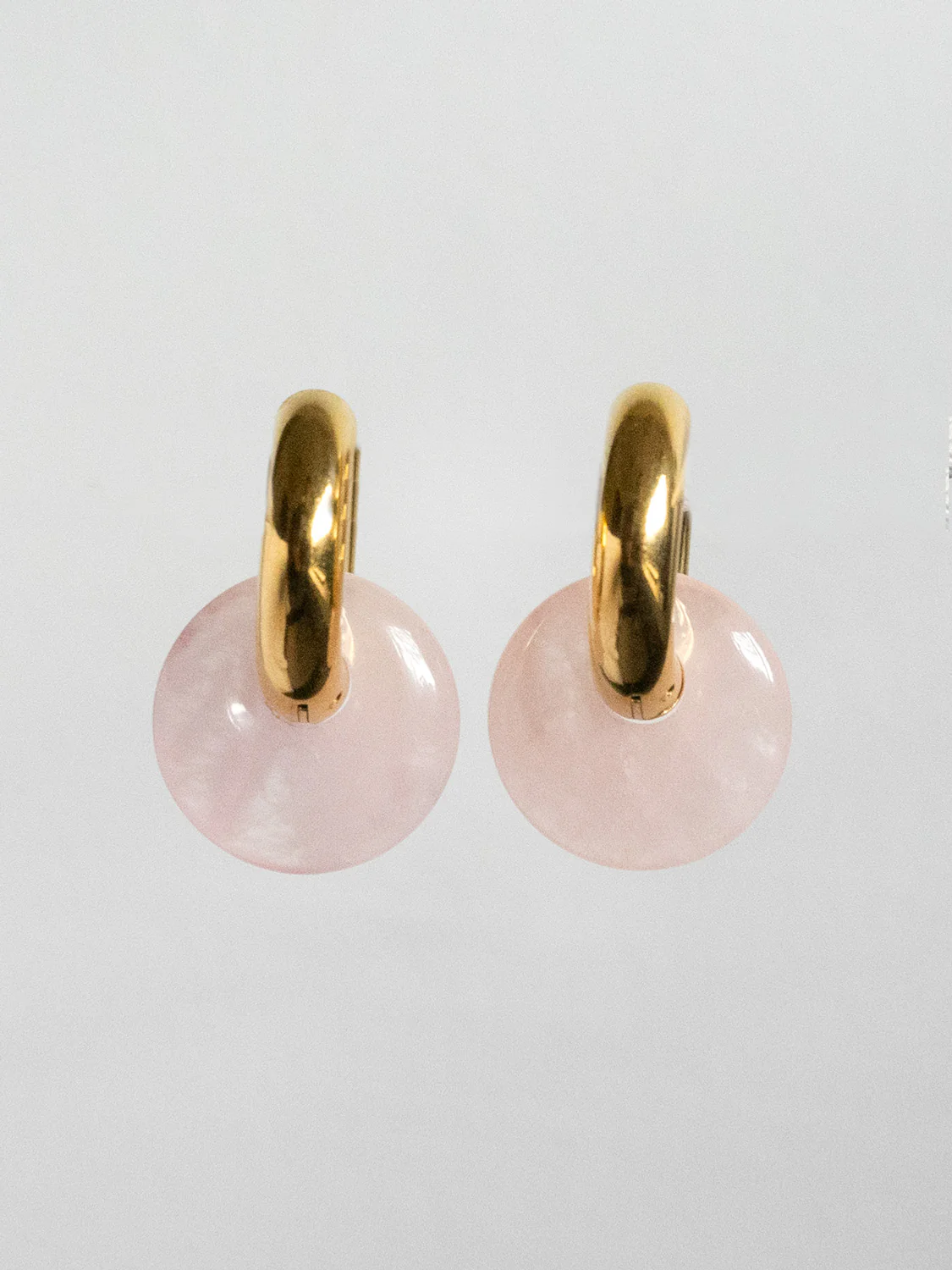 Donut Hoops, Gold V2 - Rose Quartz