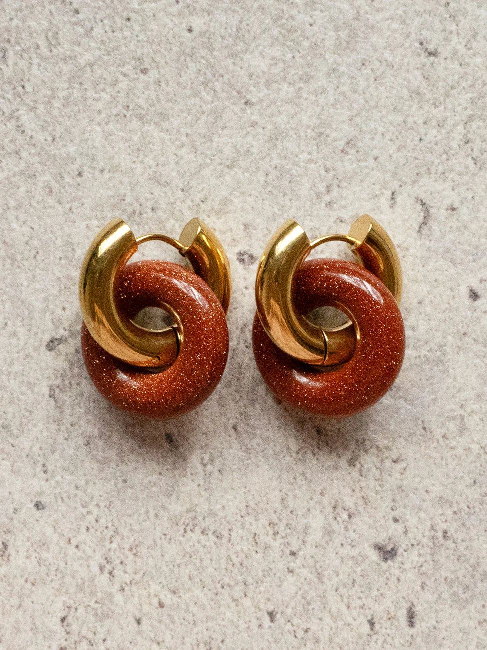 Donut Hoops, Gold - Gold Sandstone (Dark Brown)