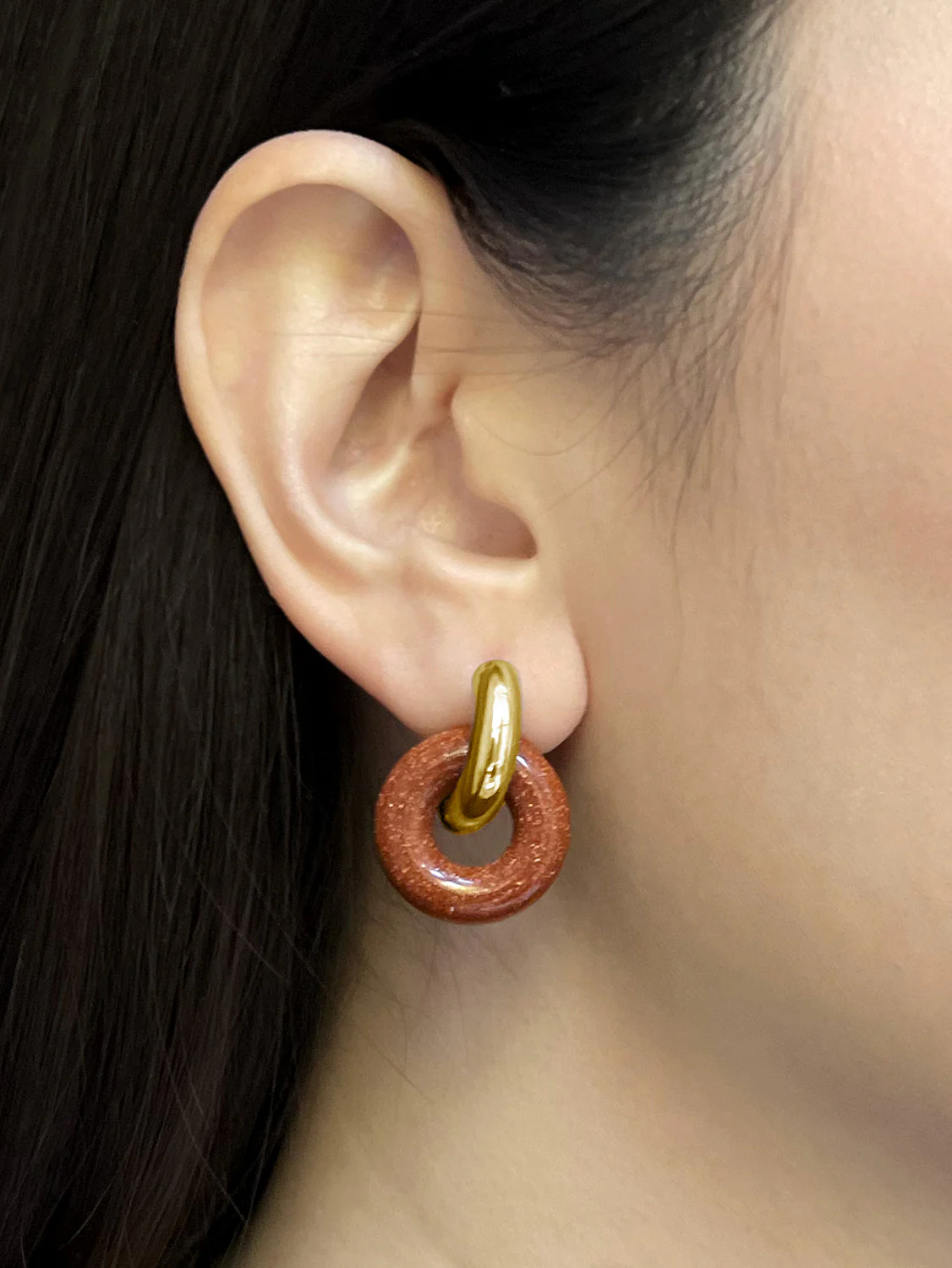 Donut Hoops, Gold - Gold Sandstone (Dark Brown) - Image 2