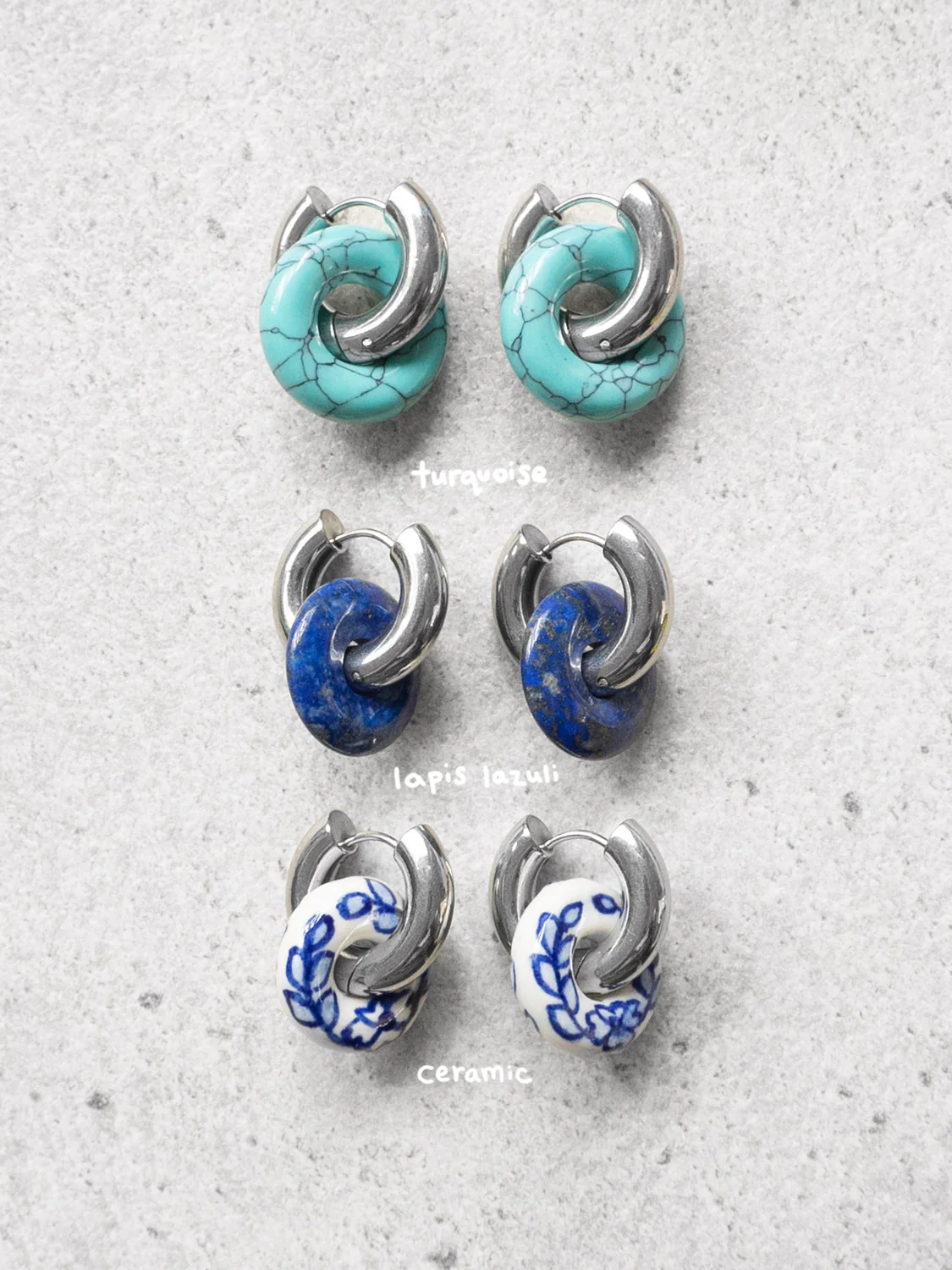 Donut Hoops, Silver - Ceramic - Image 4