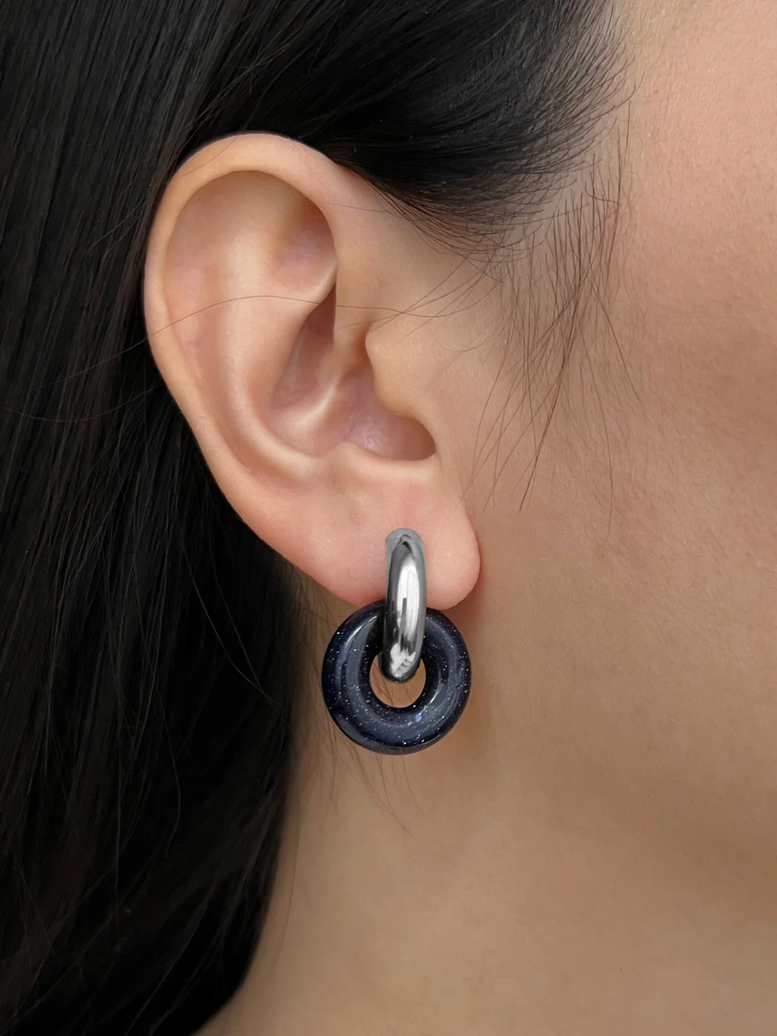 Donut Hoops, Silver - Midnight Blue Galaxy - Image 2