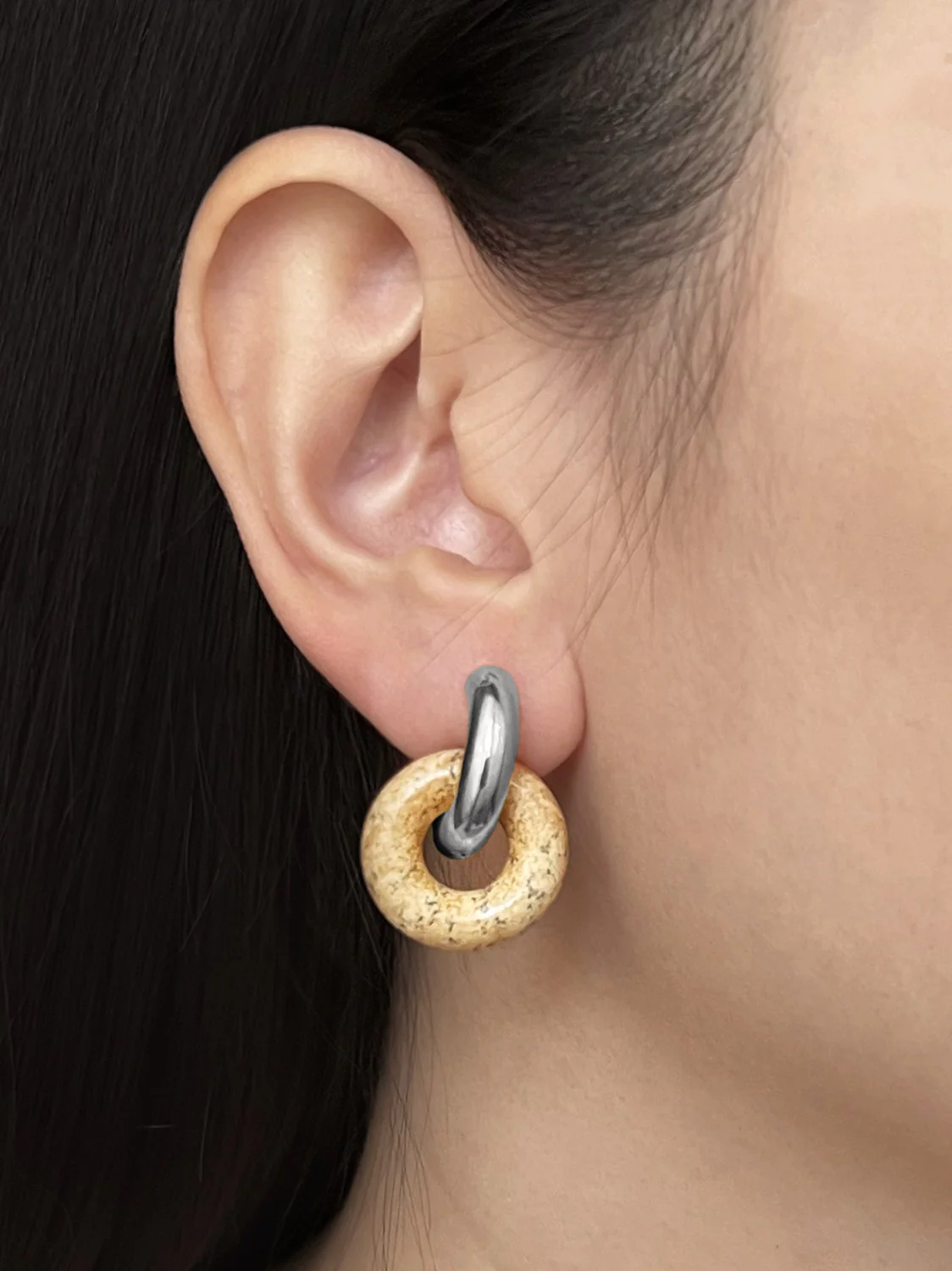 Donut Hoops, Silver - Sandstone - Image 2
