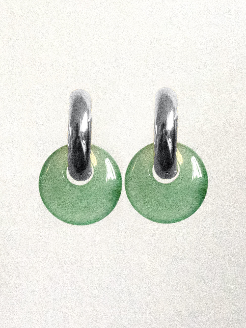Donut Hoops, Silver V2 - Green Aventurine