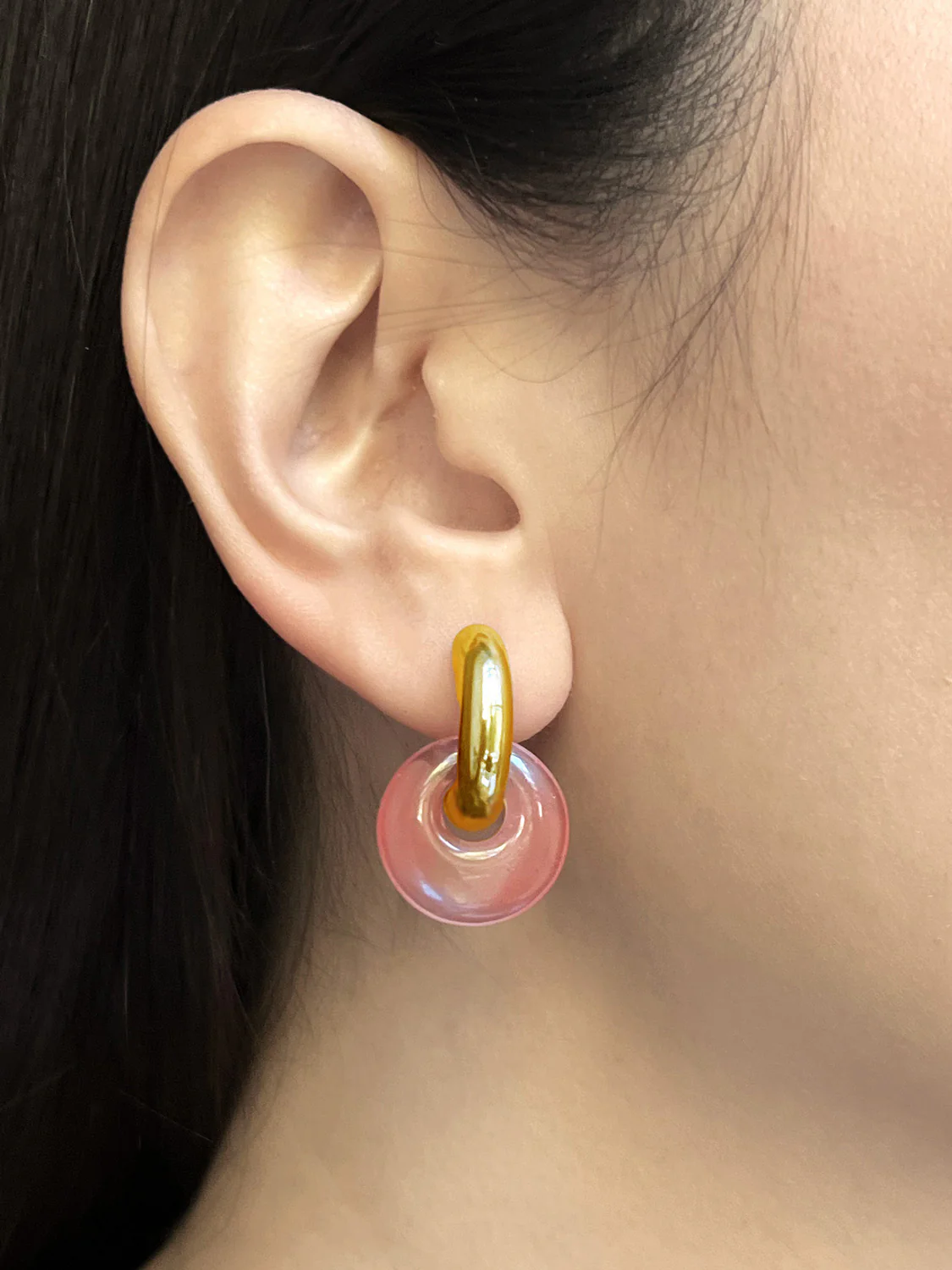 Donut Hoops, Silver V2 - Watermelon Pink - Image 4