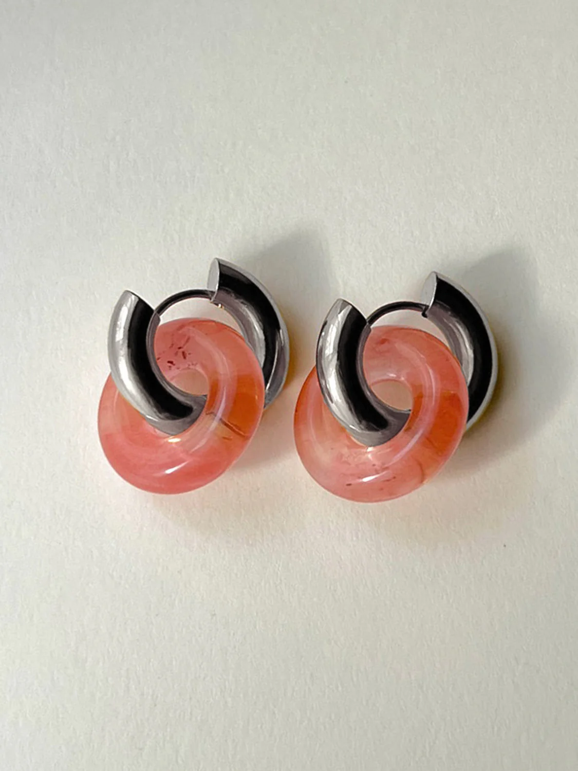 Donut Hoops, Silver - Watermelon Pink - Image 2