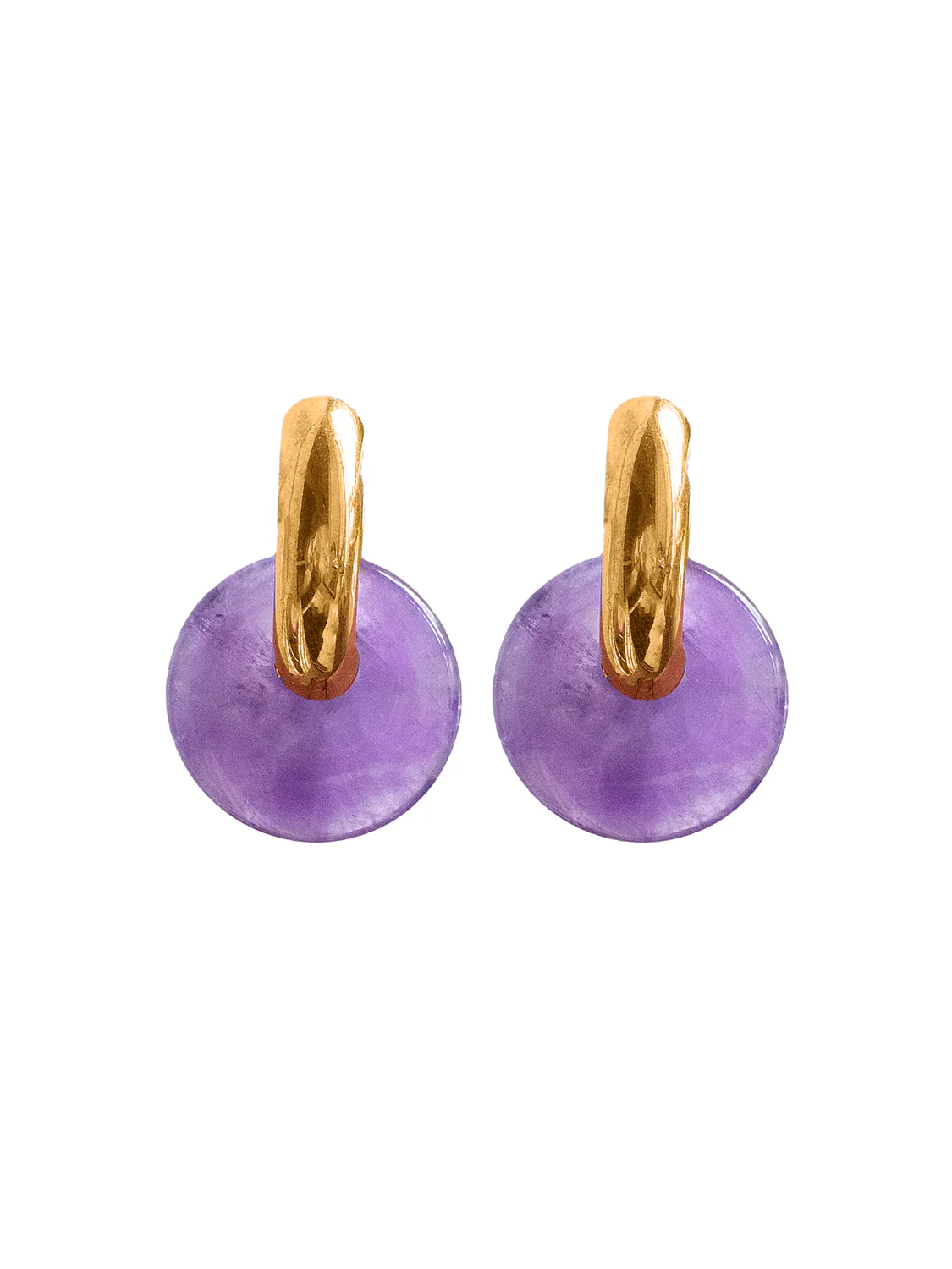 Donut Hoops V2, Silver - Amethyst - Image 3