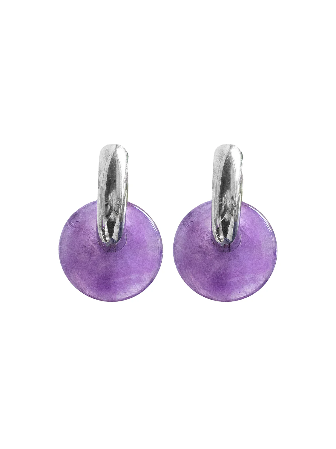Donut Hoops V2, Silver - Amethyst - Image 4