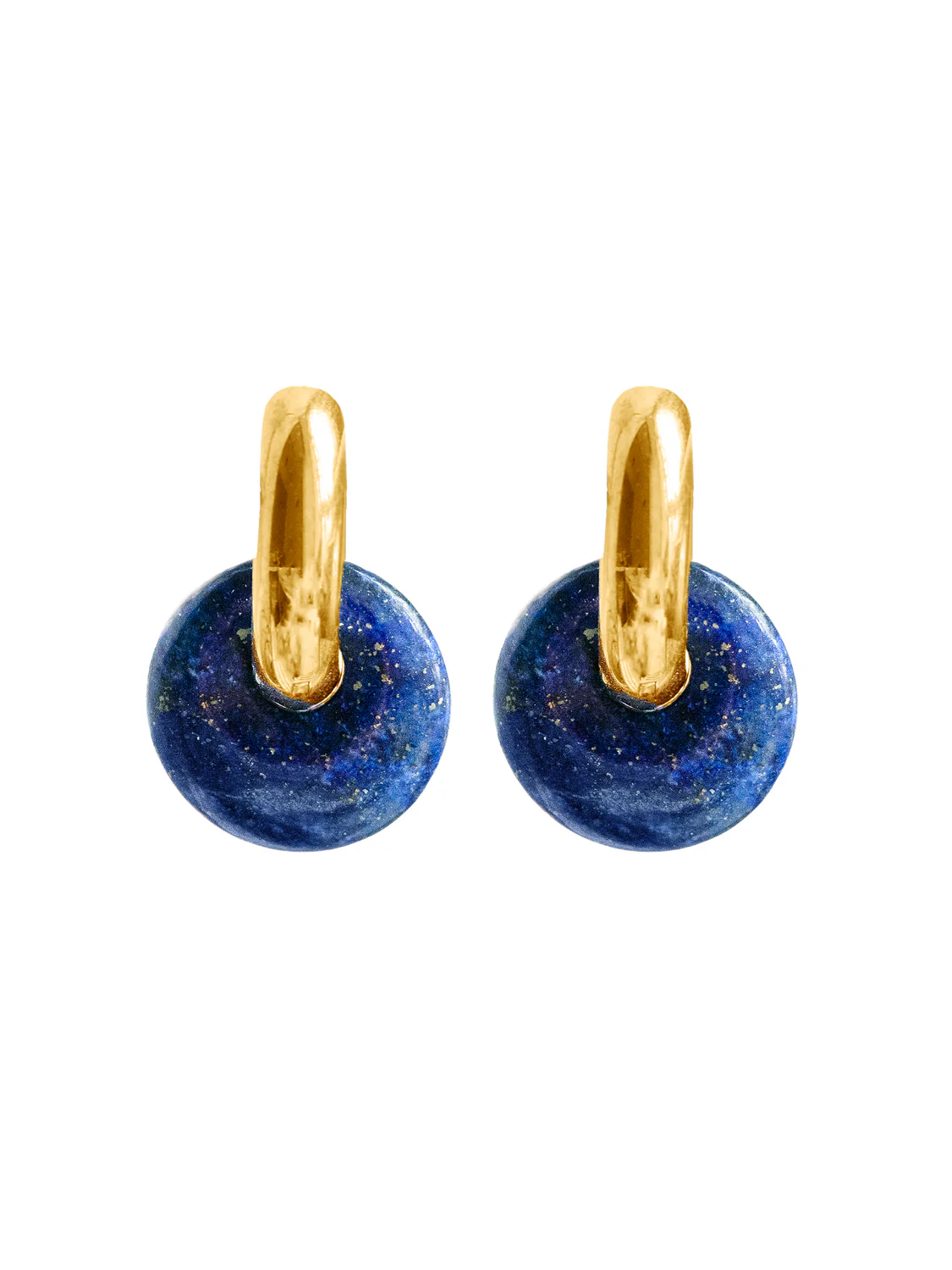 Donut Hoops V2, Gold - Lapis Lazuli - Image 2