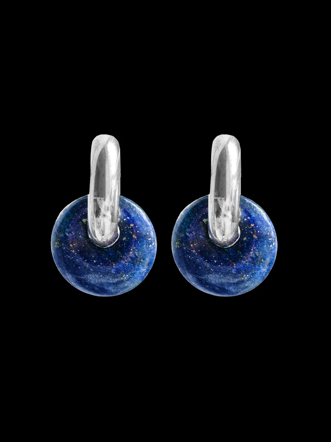 Donut Hoops V2, Silver - Lapis Lazuli - Image 3