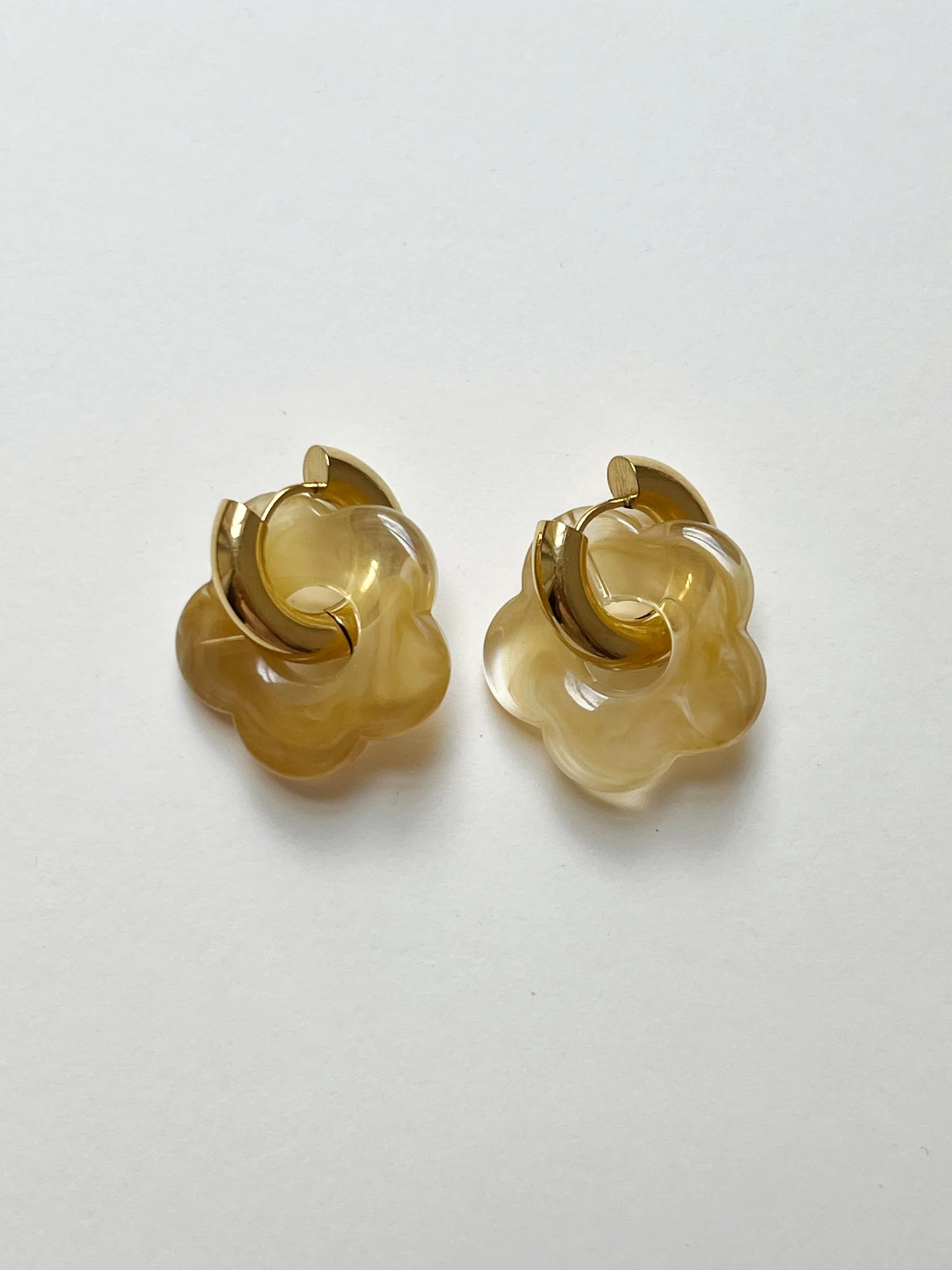 Donut Hoops with Flower Charm - Brown - Image 4
