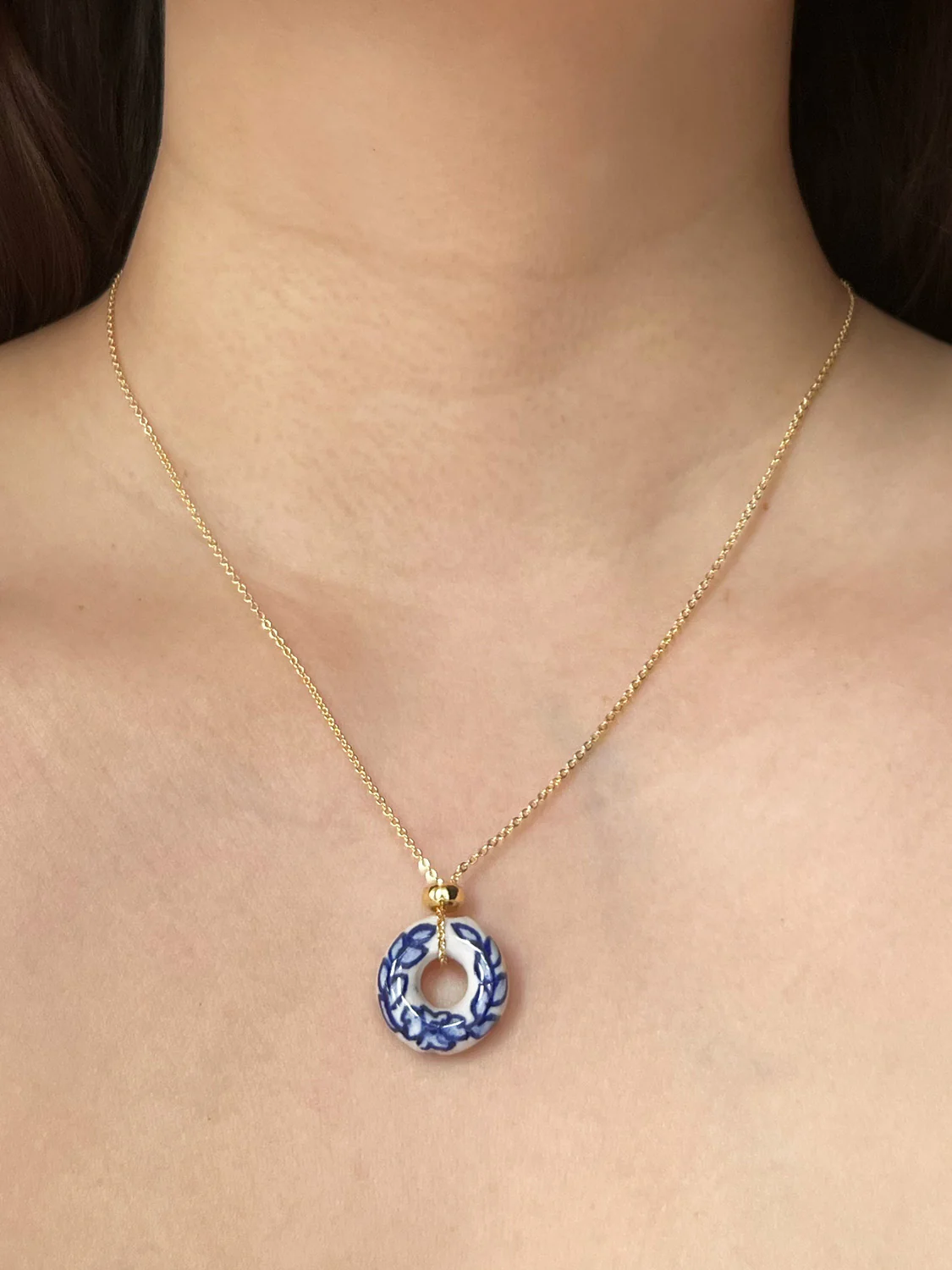 Donut Stone Necklace, Gold - Ceramic - Image 2
