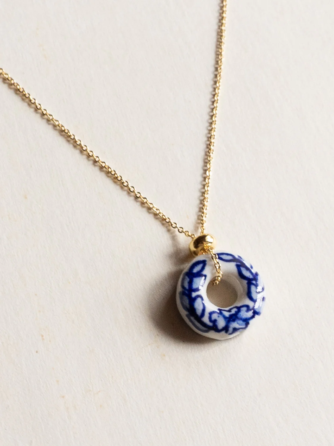 Donut Stone Necklace, Gold - Ceramic - Image 3