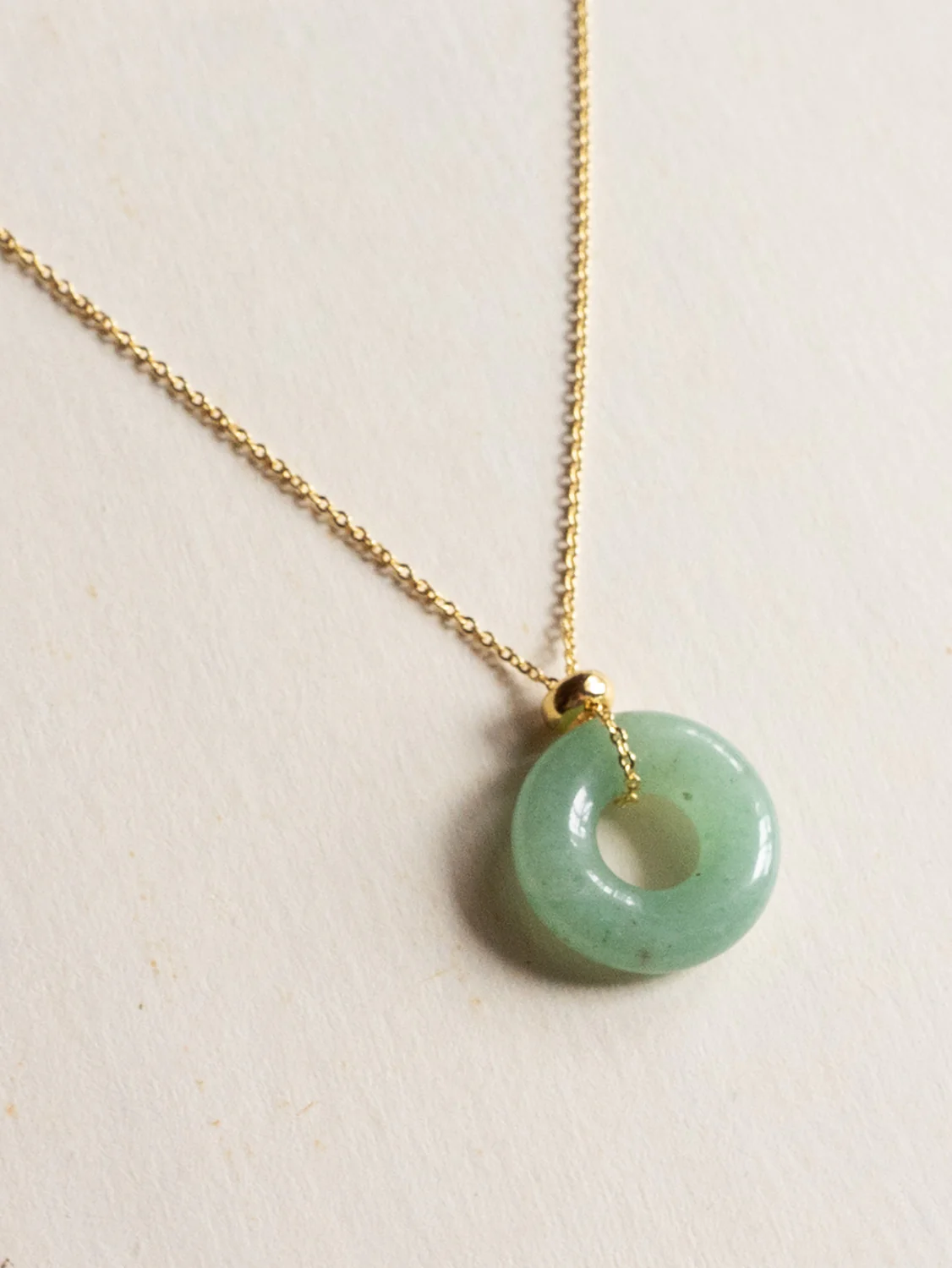 Donut Stone Necklace, Gold - Green Aventurine - Image 3