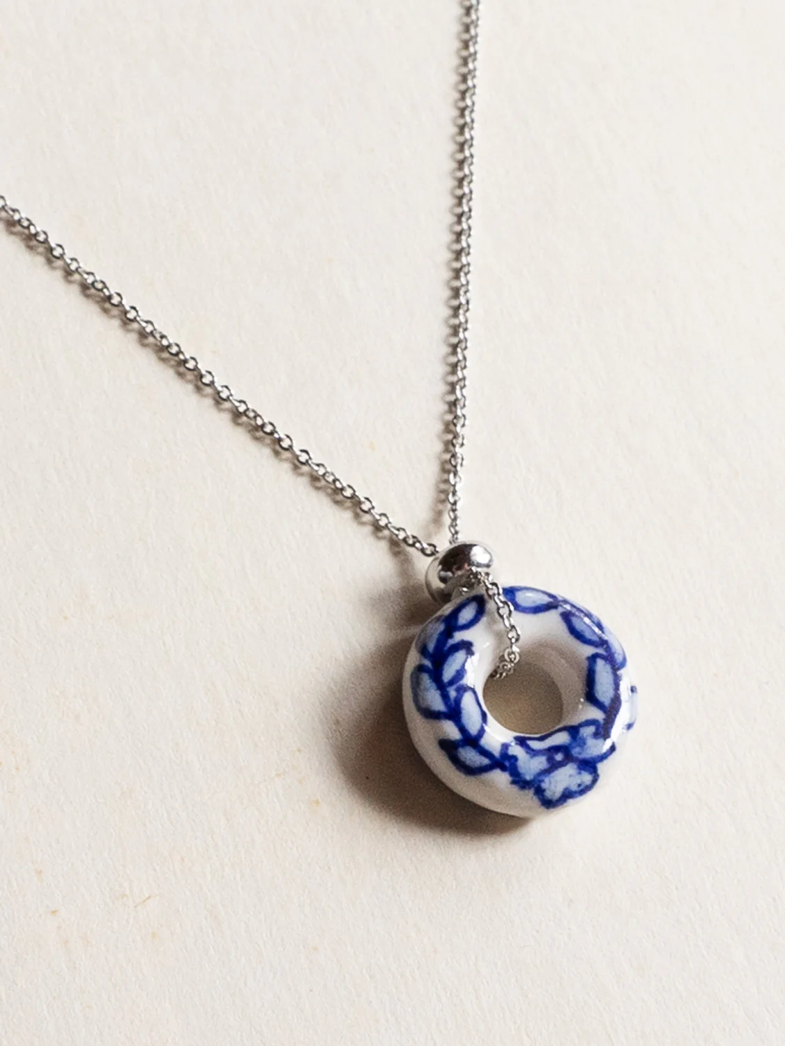 Donut Stone Necklace, Silver - Ceramic - Image 3