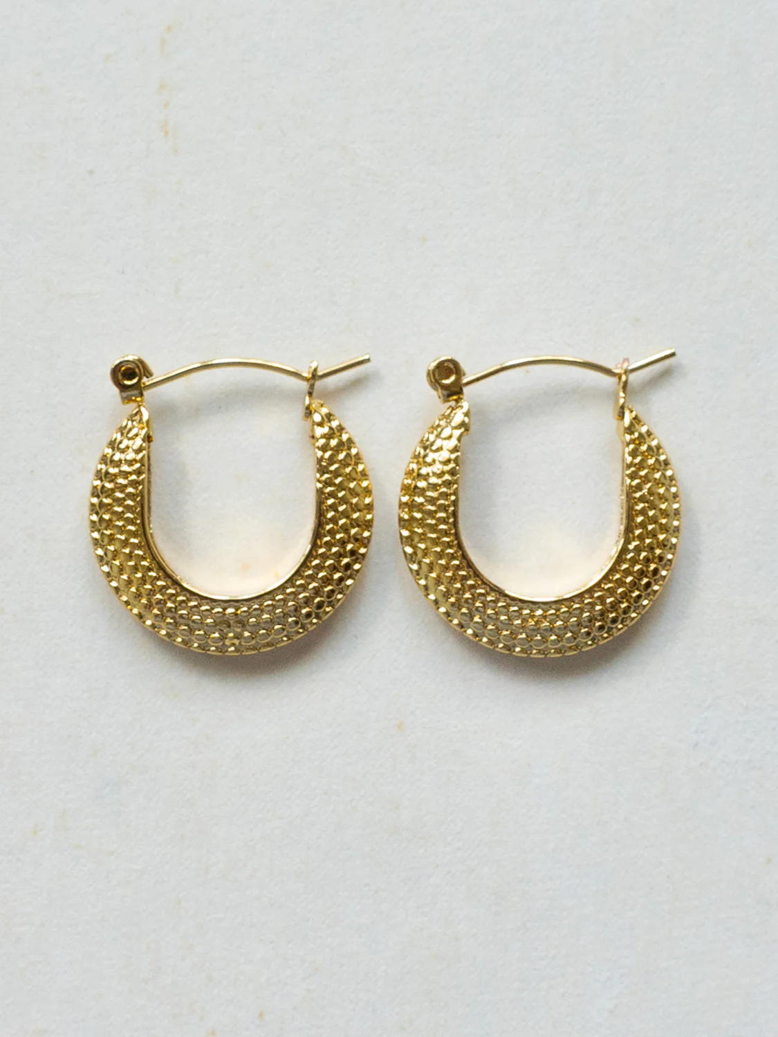 Dotted Gold Hoops - Stainless Steel, Gold