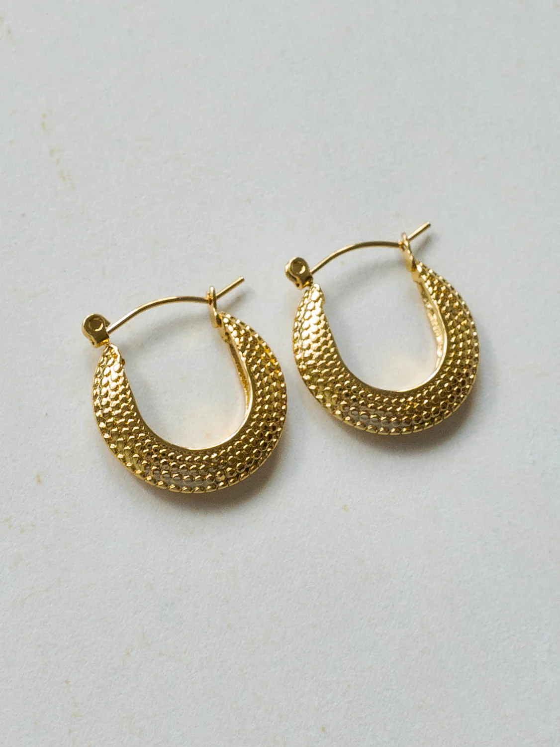 Dotted Gold Hoops - Stainless Steel, Gold - Image 2