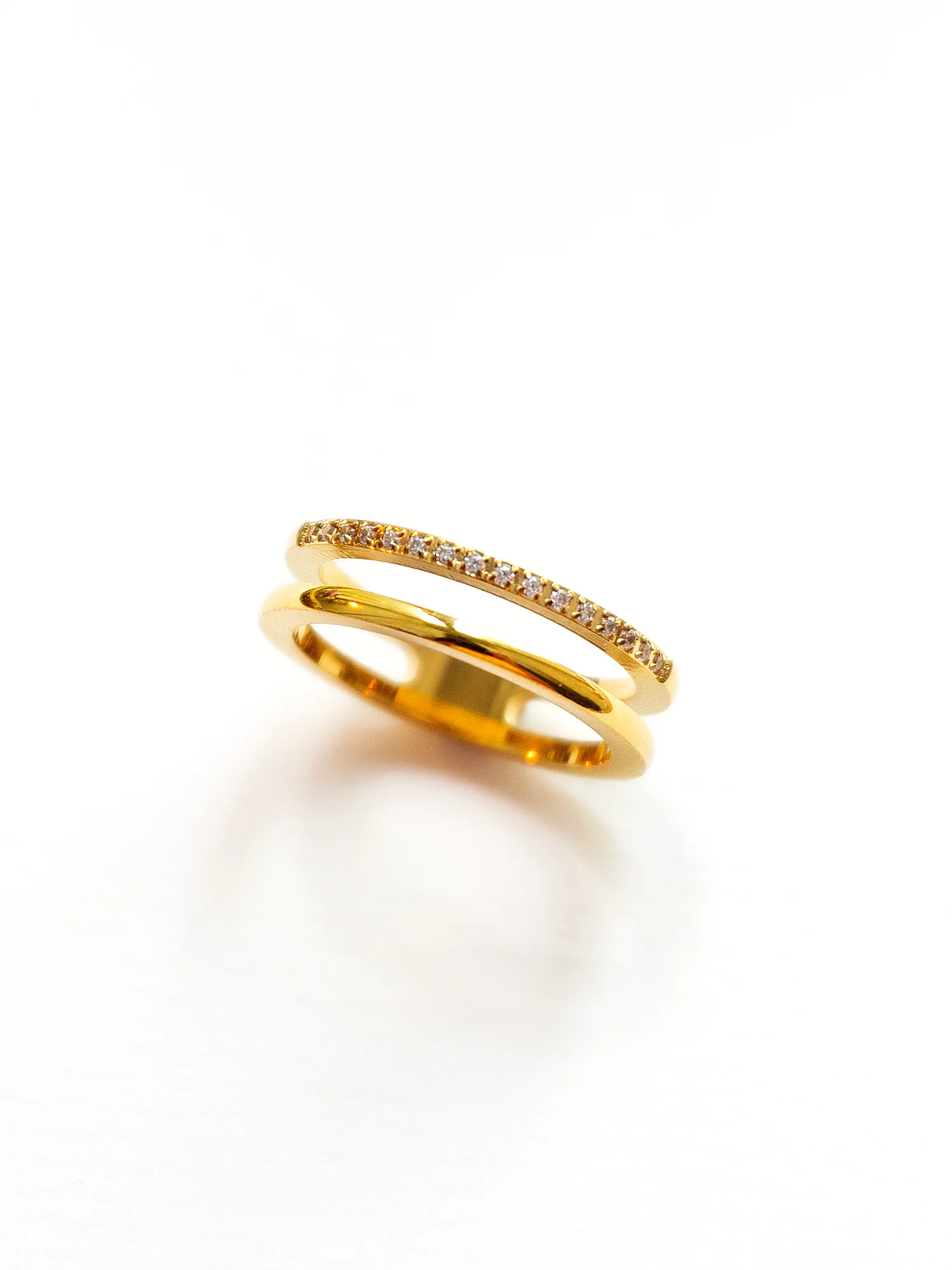 Double Lined Ring, Stainless Steel - Gold