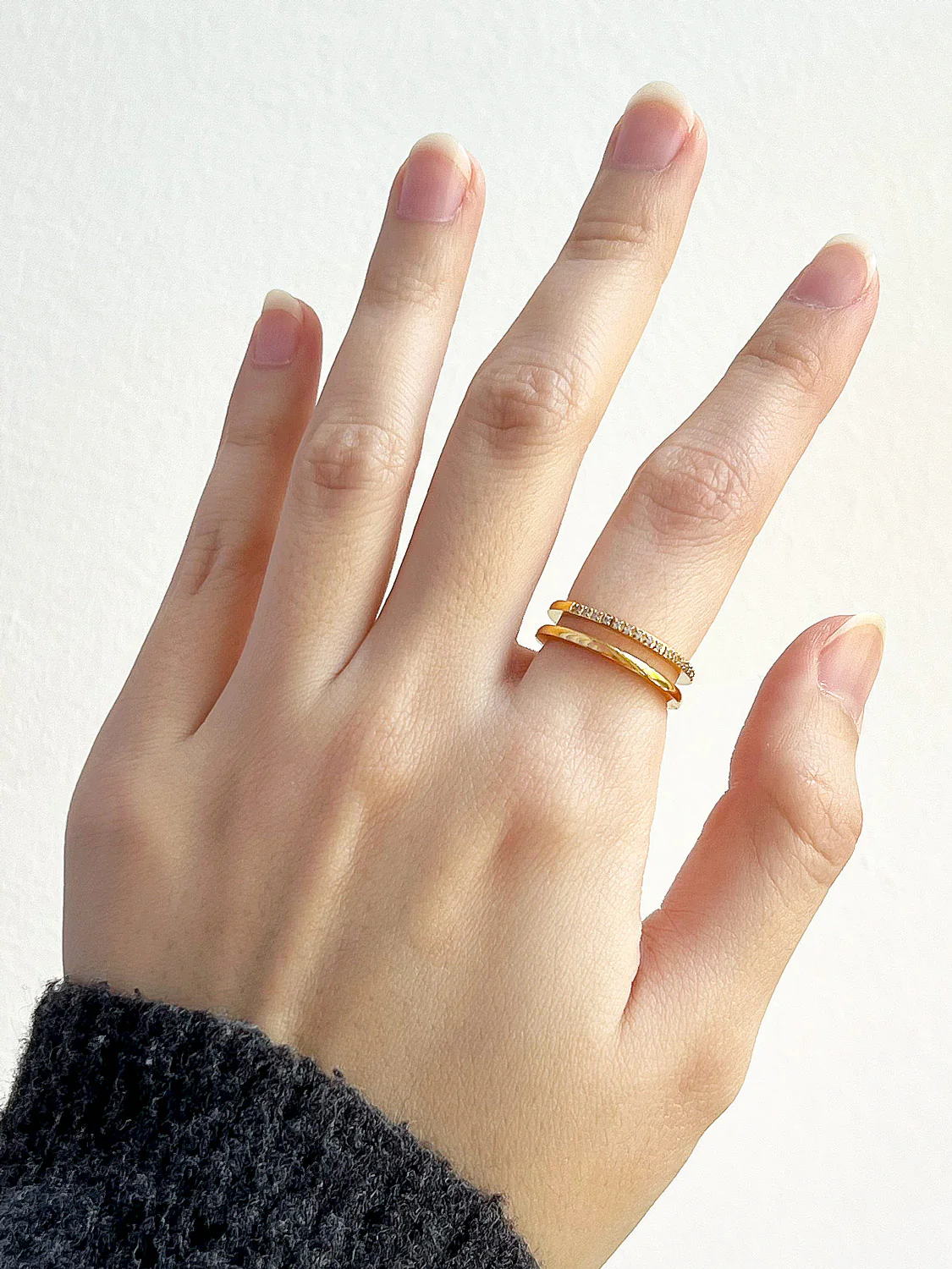 Double Lined Ring, Stainless Steel - Gold - Image 3