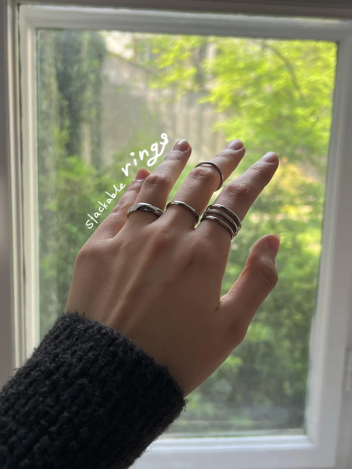 Double Lined Ring, Stainless Steel - Silver - Image 5
