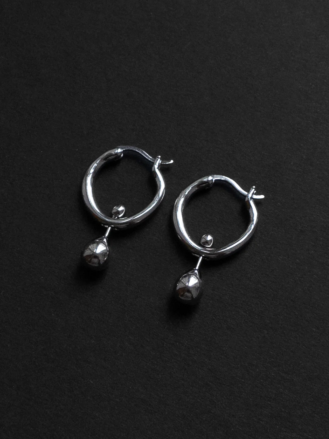 Droplet Hoops - Silver - Image 2