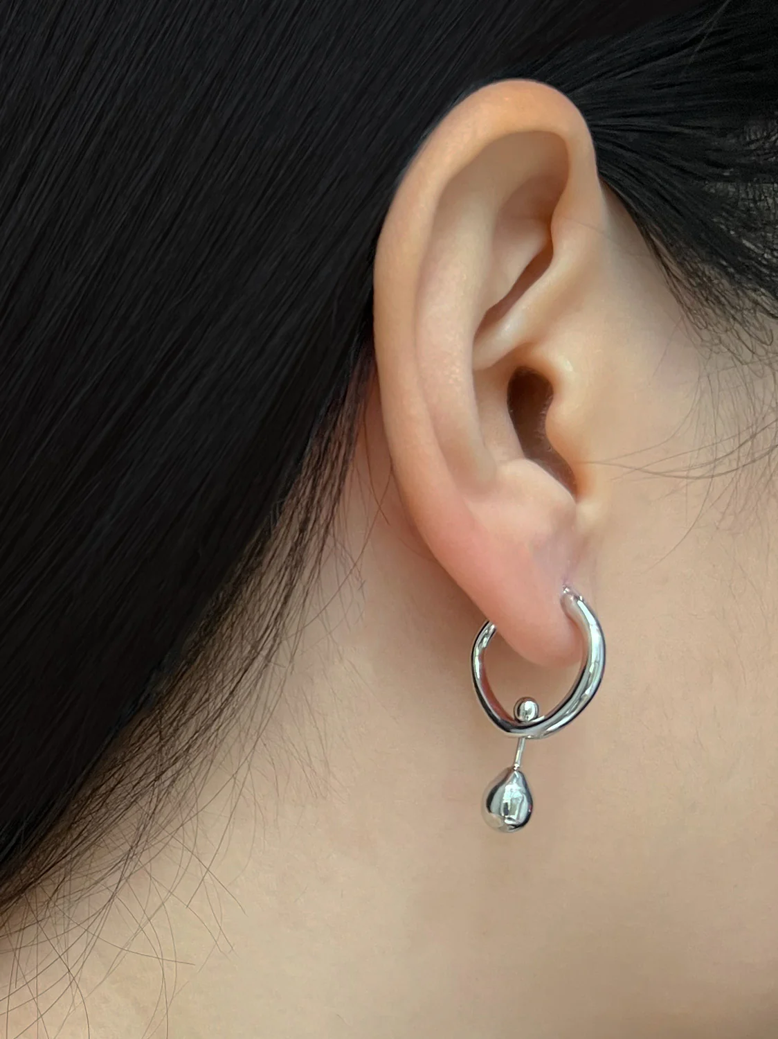 Droplet Hoops - Silver - Image 3