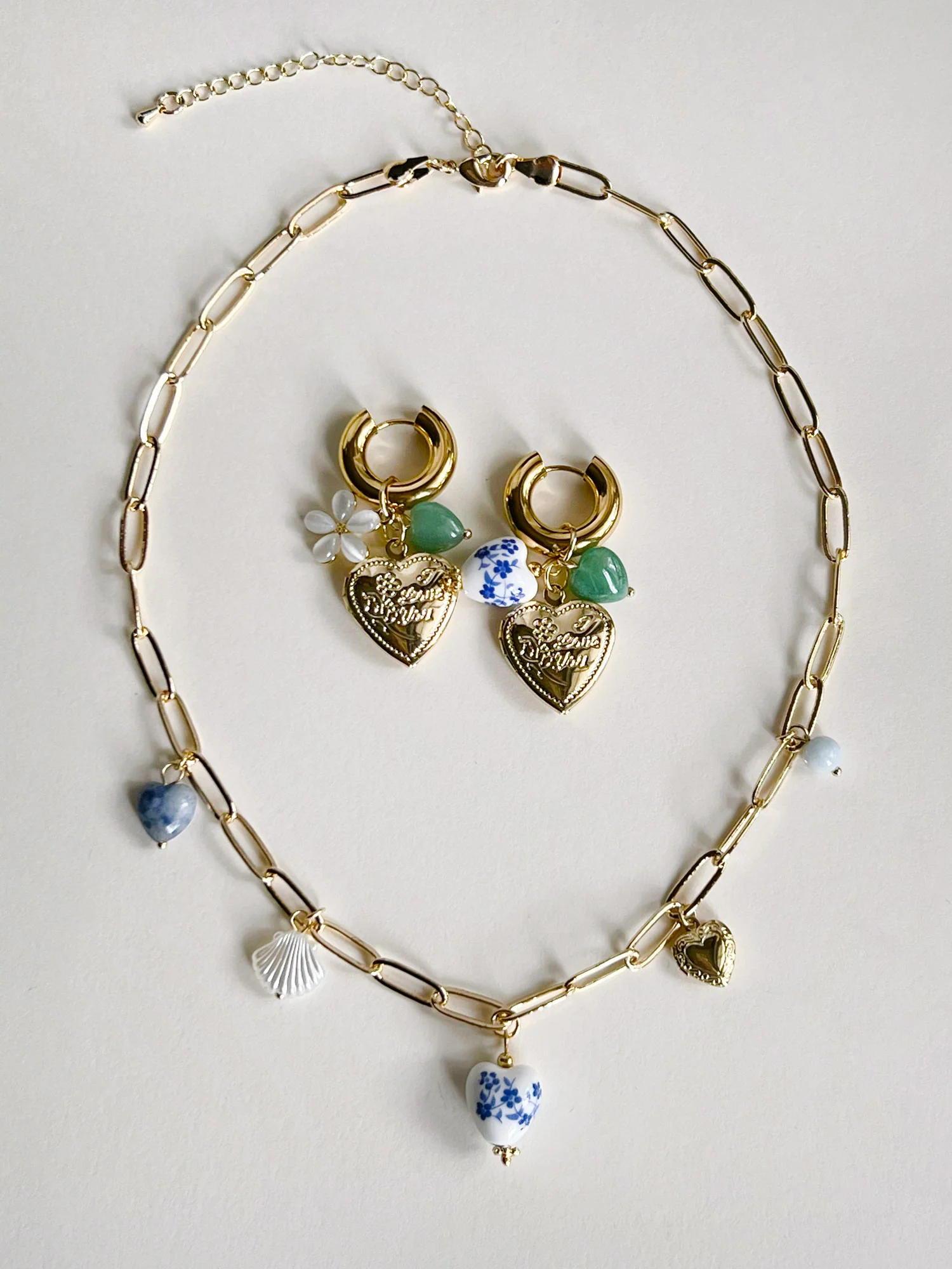 Eclectic Charm Necklace - Blue Heart Ceramic - Image 4