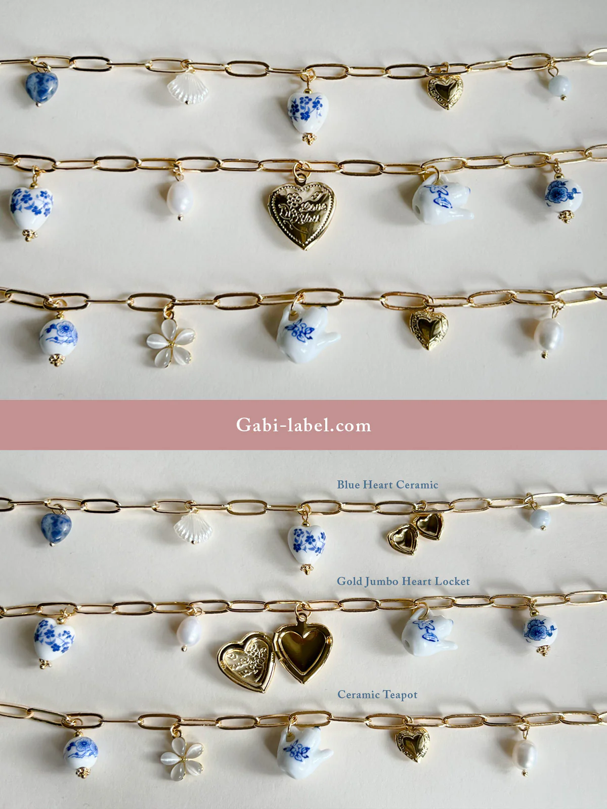 Eclectic Charm Necklace - Blue Heart Ceramic - Image 5