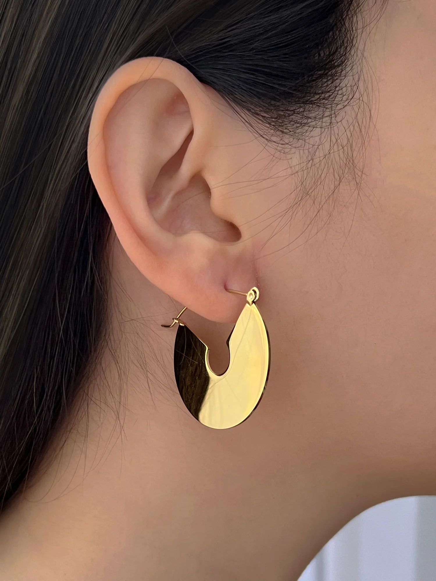 Eclectic Gold Flat Hoops - Image 3