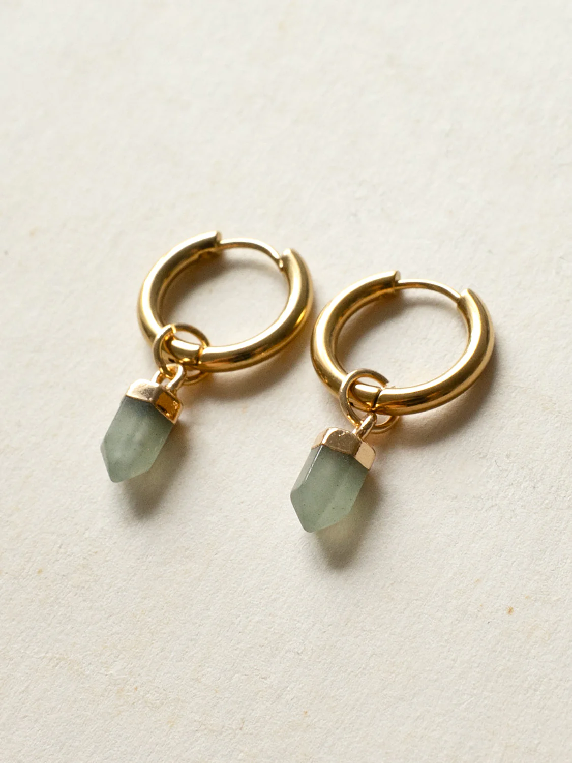 Elemental Petite Hoops - Green Aventurine - Image 3