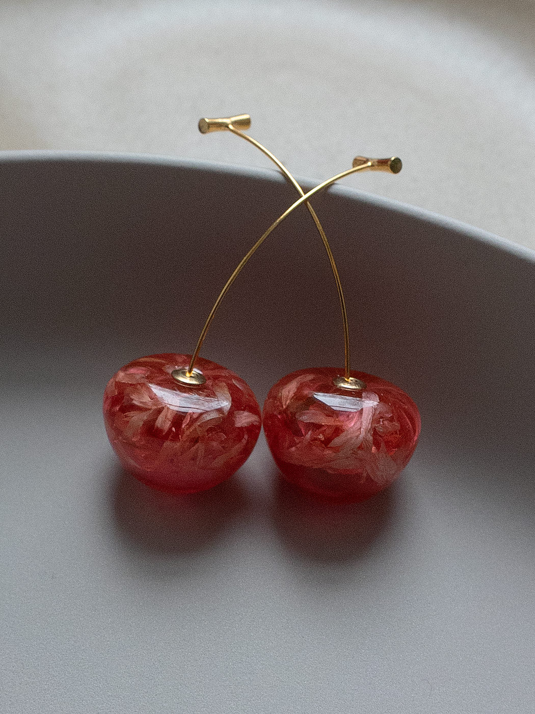 Floral Petals Cherry Earrings - Rosy Red - Image 3