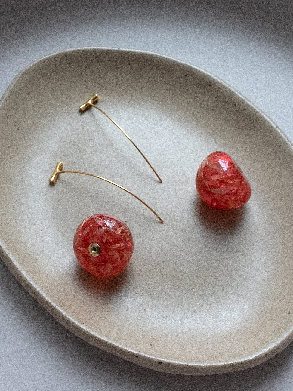 Floral Petals Cherry Earrings - Rosy Red - Image 4