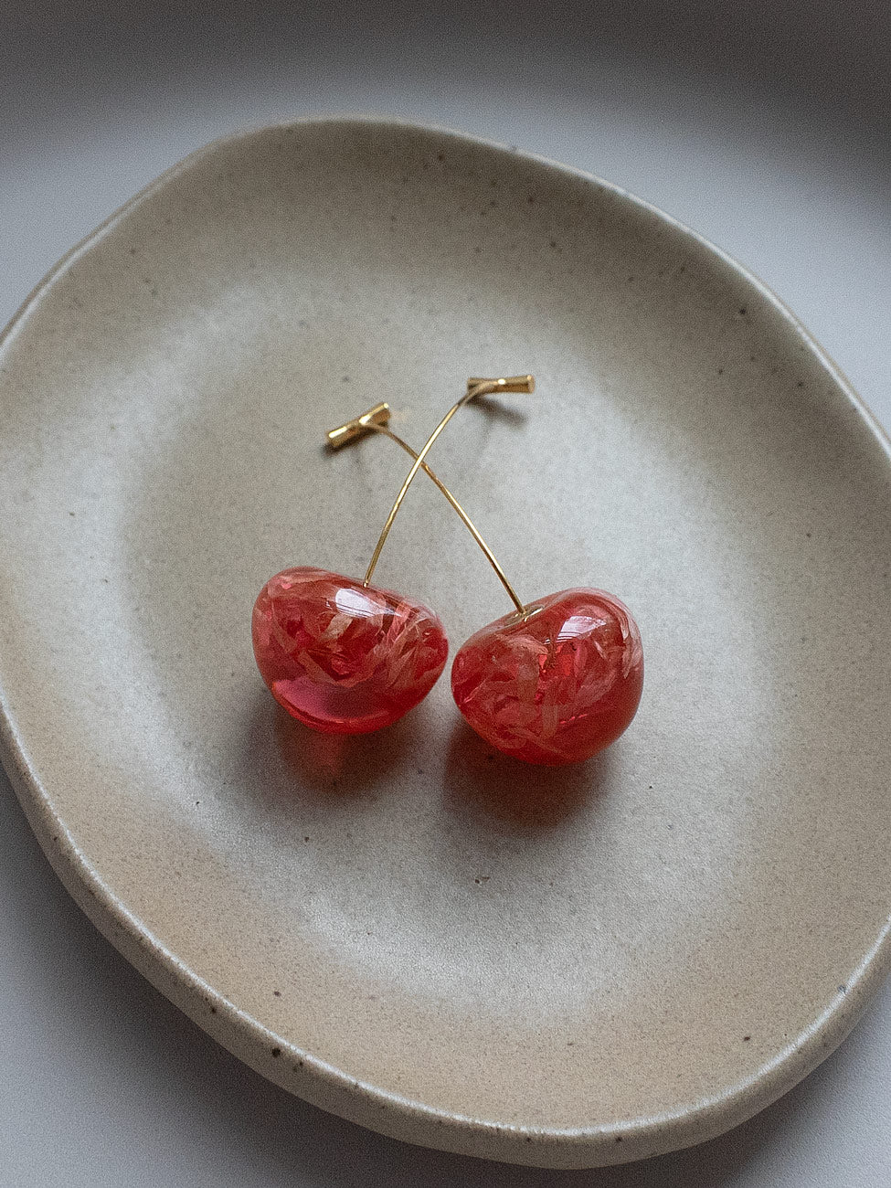 Floral Petals Cherry Earrings - Rosy Red - Image 5