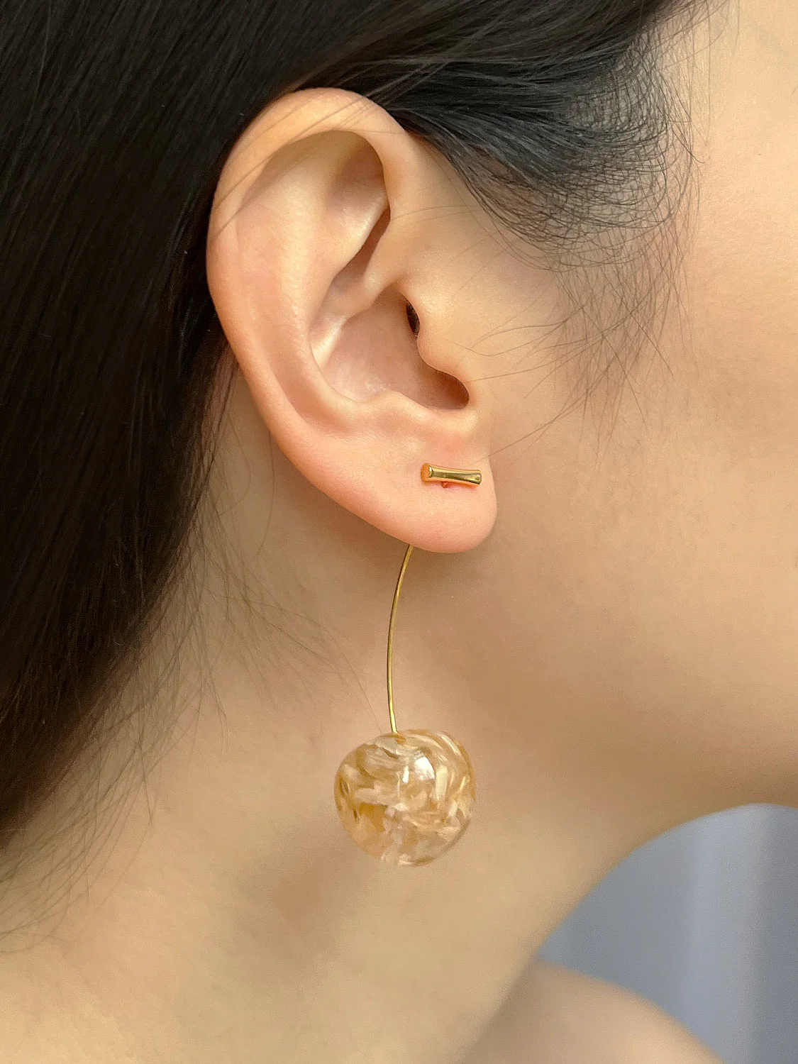 Floral Petals Cherry Earrings - Rustic Clear - Image 3