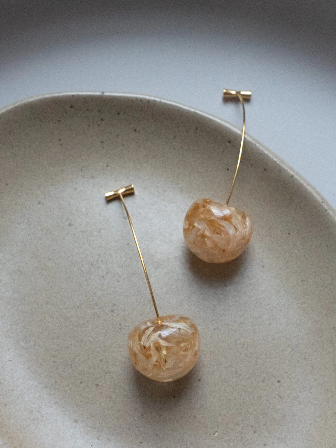 Floral Petals Cherry Earrings - Rustic Clear - Image 5