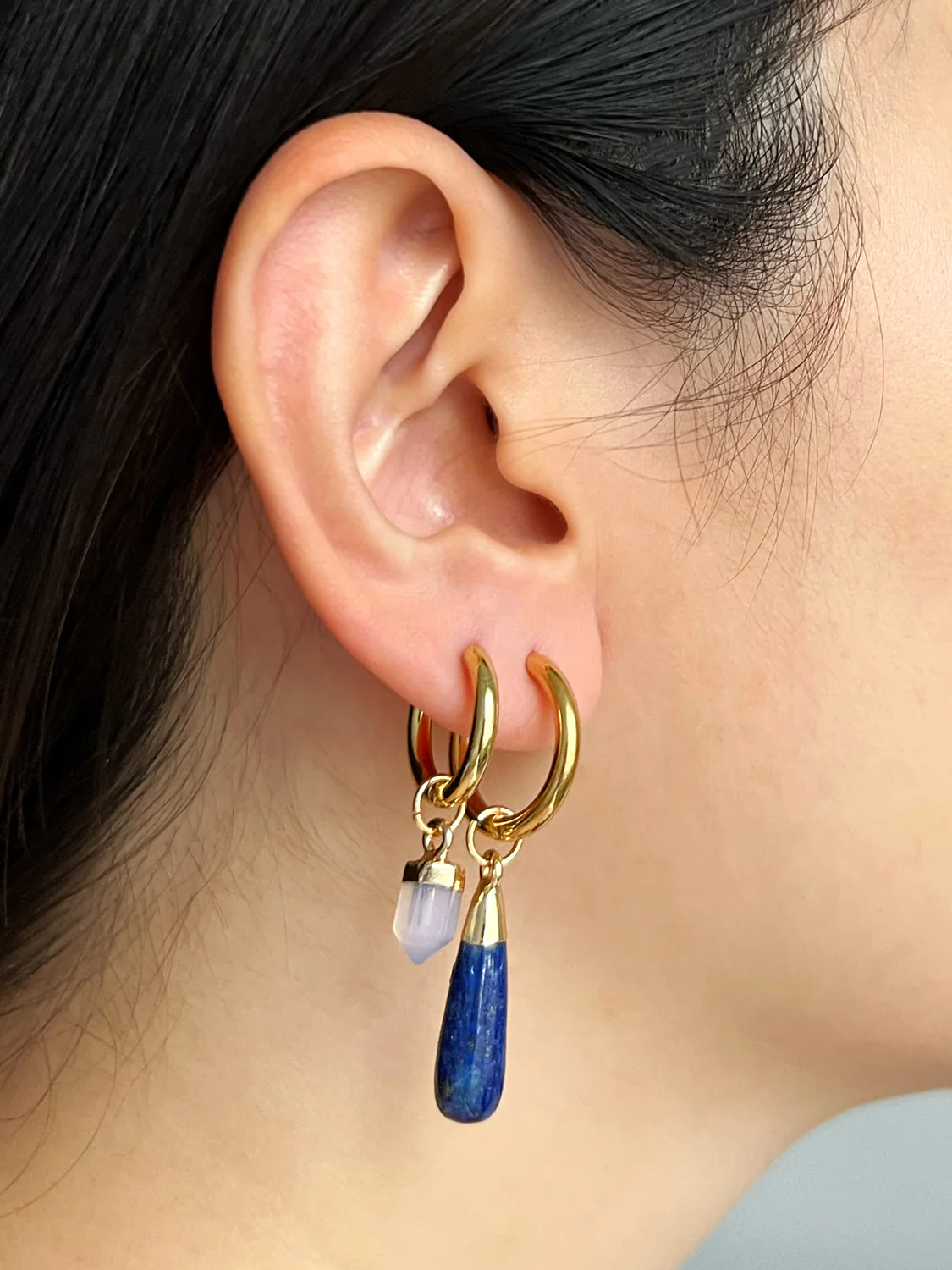 Flow Stone Hoops - Lapis Lazuli - Image 2