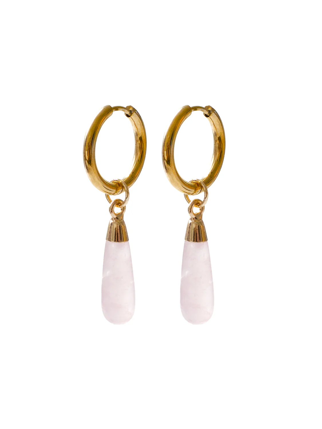 Flow Stone Hoops - Rose Quartz - Image 3