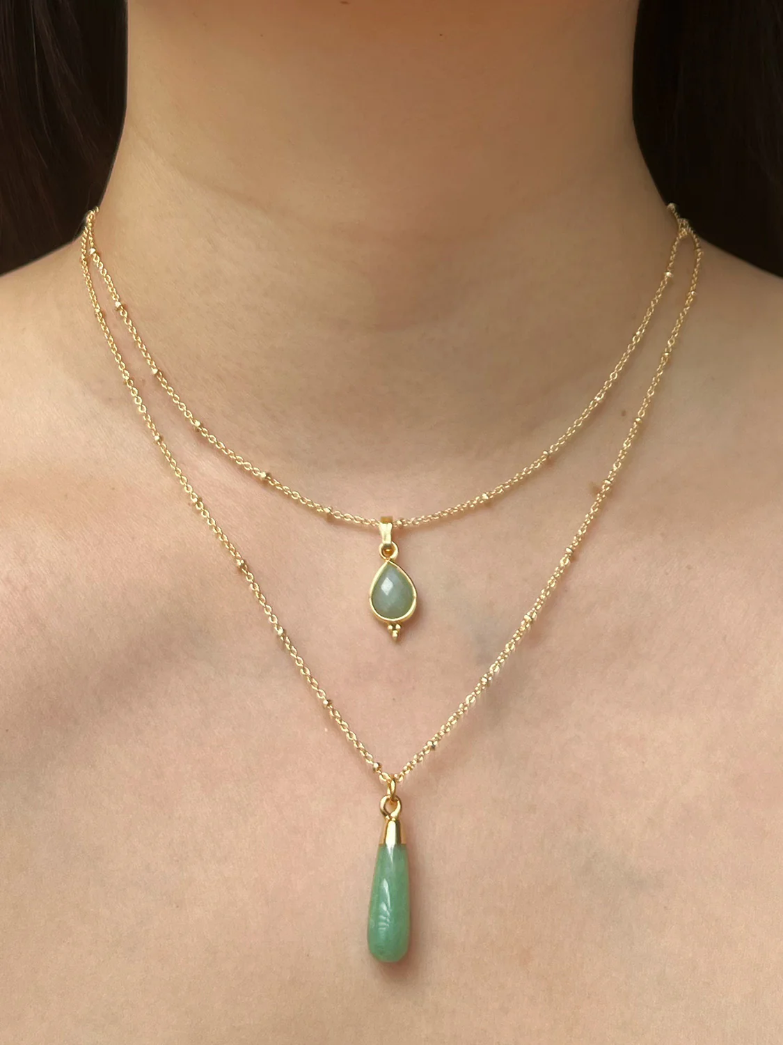 Flow Stone Hoops - Green Aventurine - Image 5