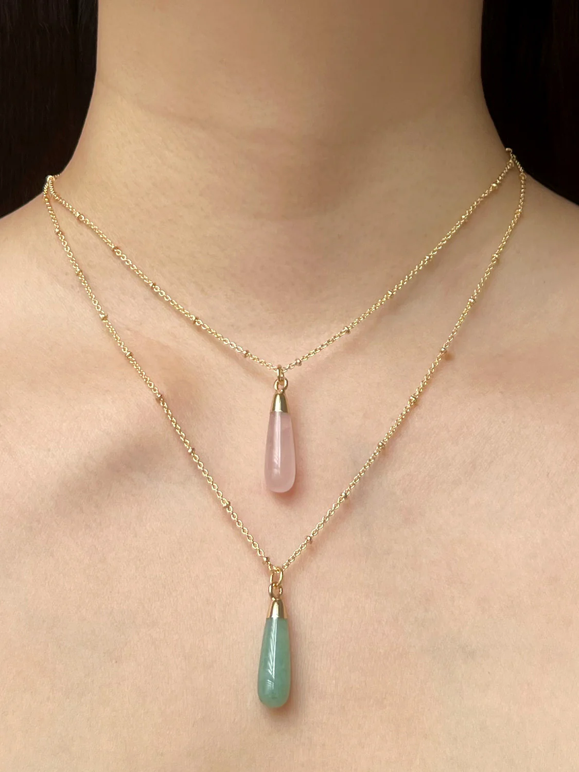 Flow Stone Hoops - Rose Quartz - Image 4